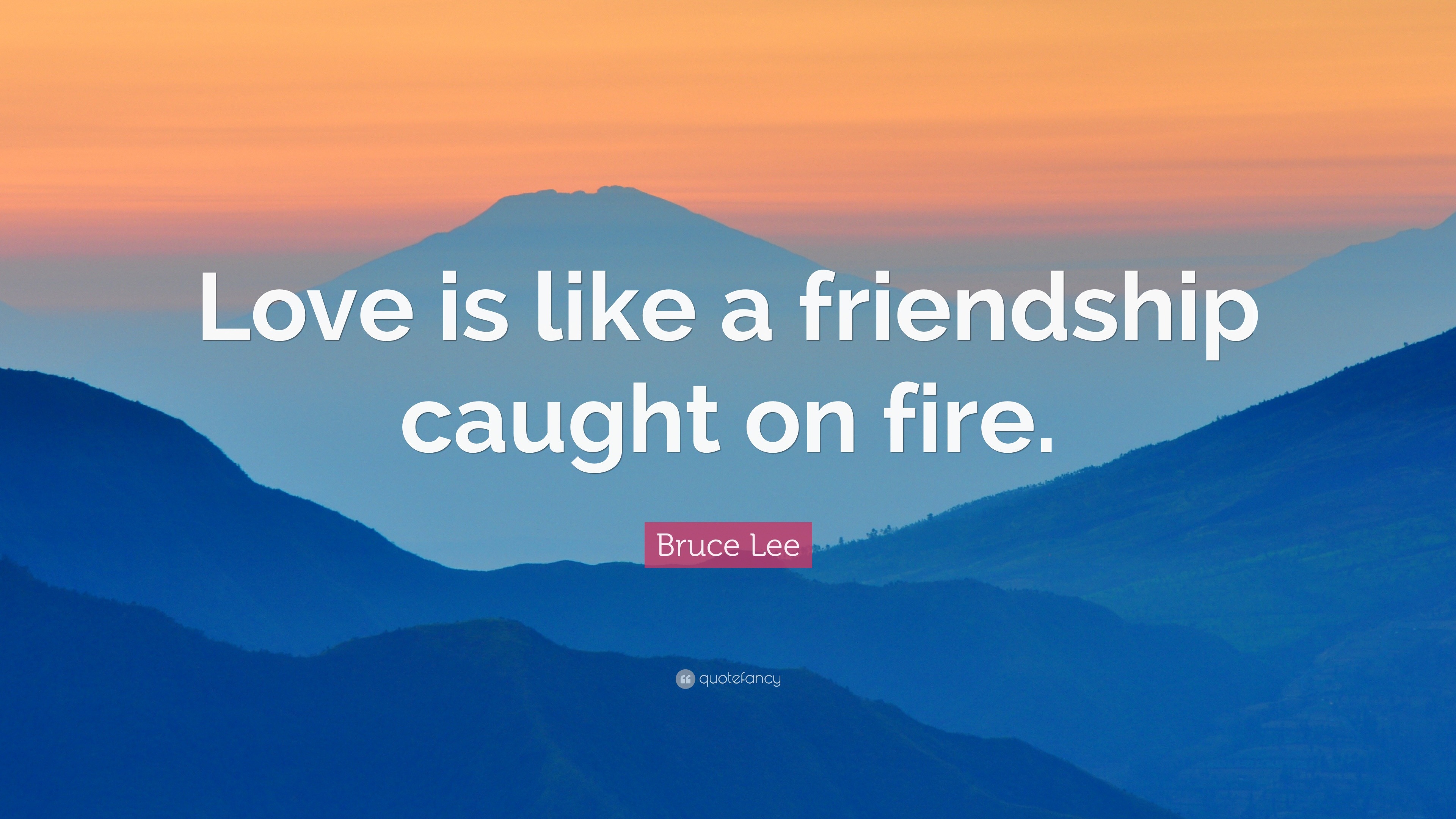 Bruce Lee Quote “Love is like a friendship caught on fire ”