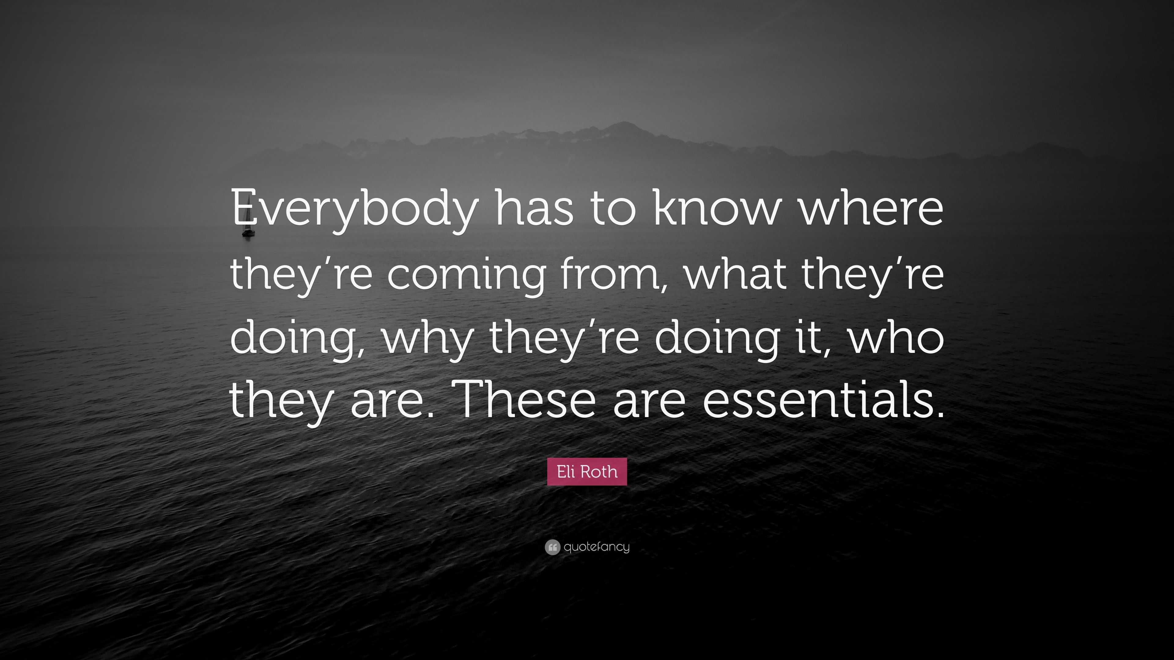 Eli Roth Quote: “Everybody has to know where they’re coming from, what ...