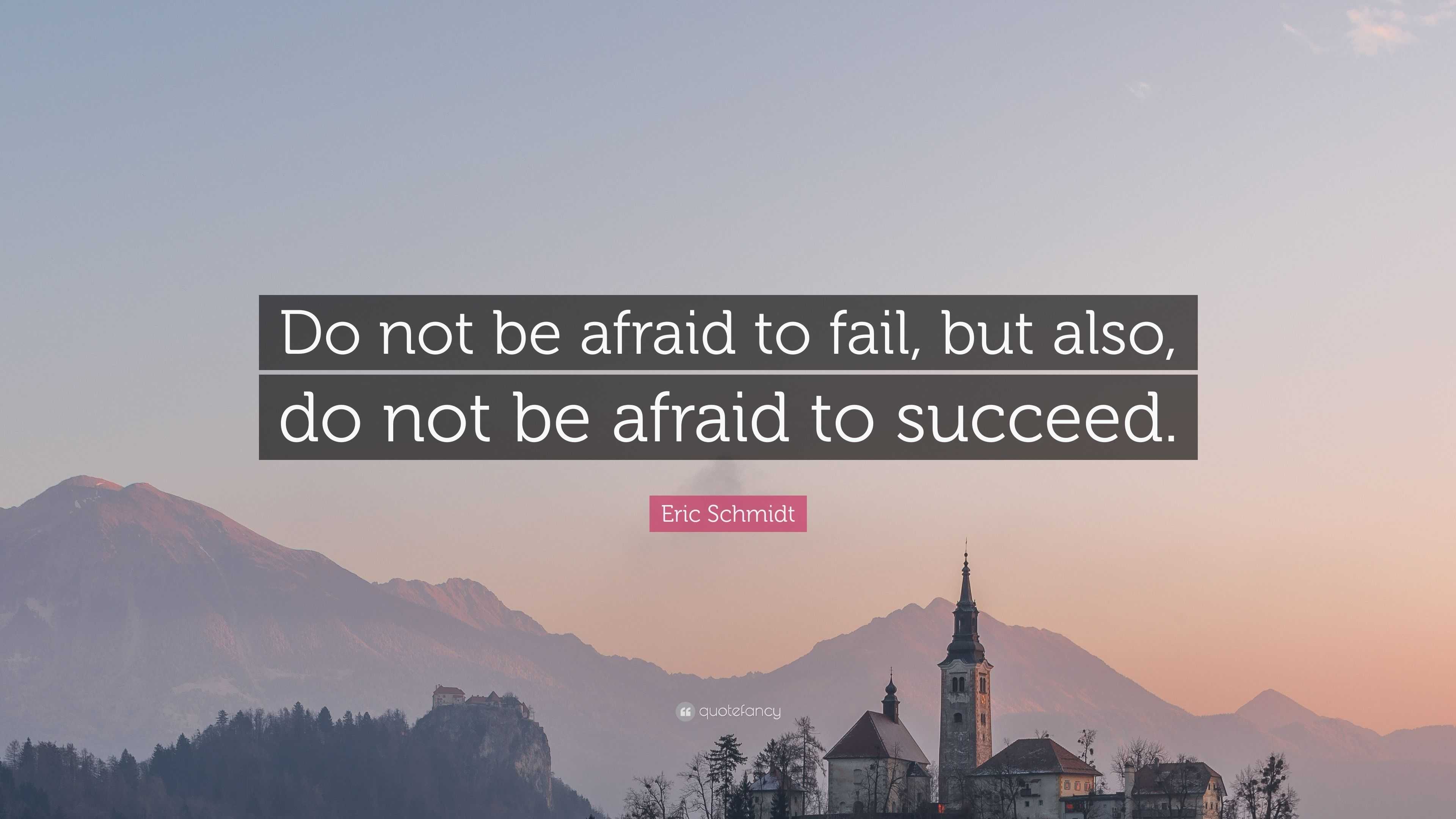 Eric Schmidt Quote: “Do not be afraid to fail, but also, do not be ...