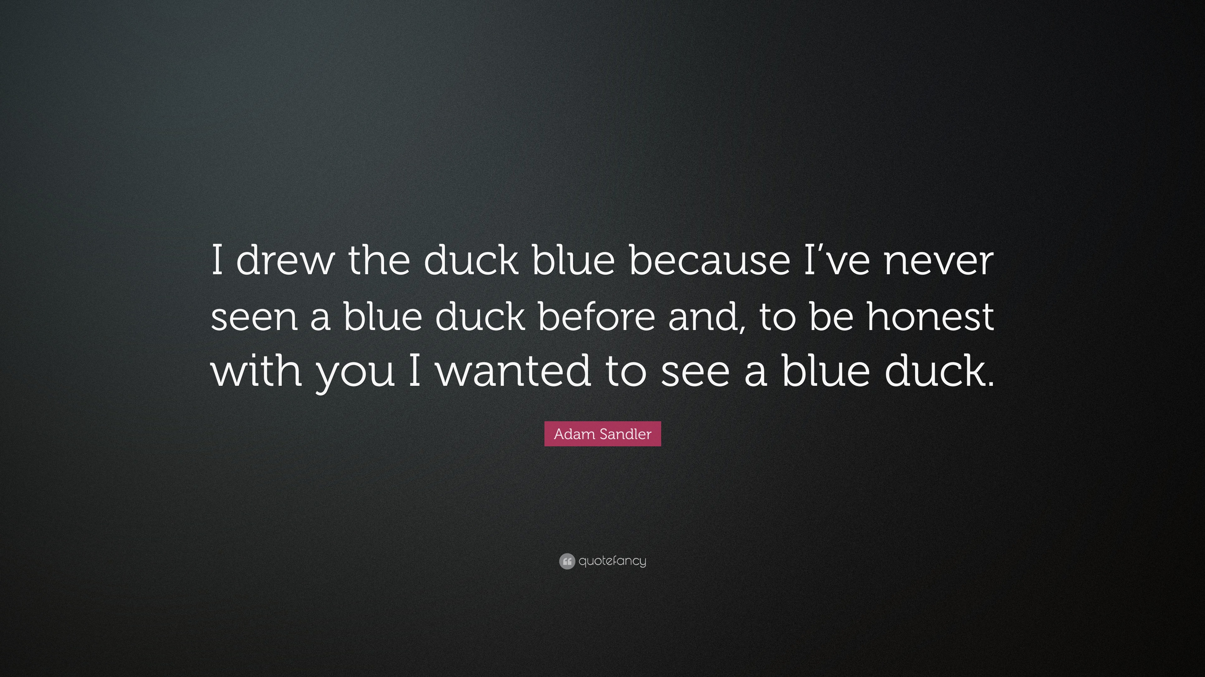 Adam Sandler Quote “I drew the duck blue because I’ve never seen a blue duck before and, to be