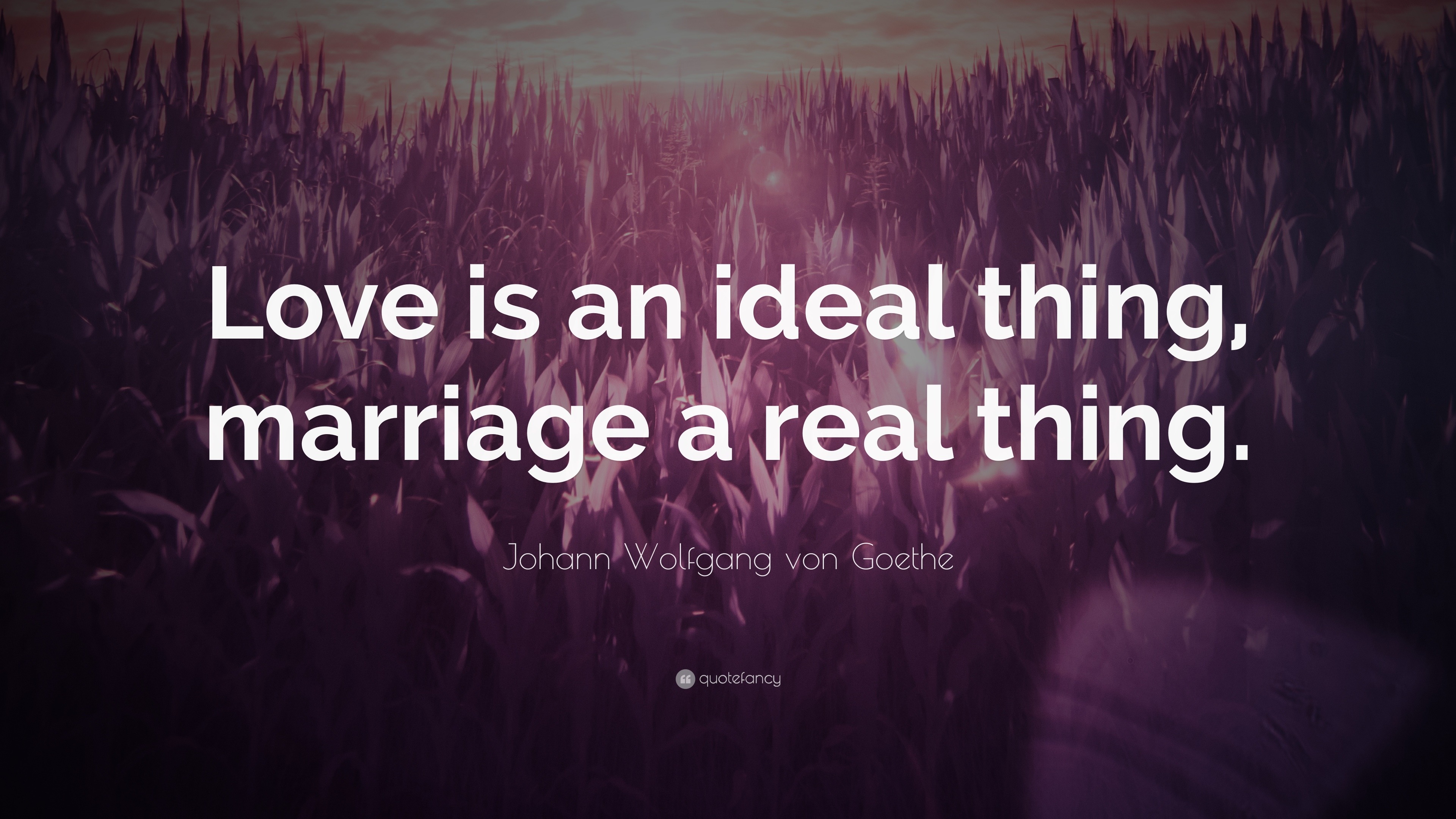 Johann Wolfgang von Goethe Quote: “Love is an ideal thing, marriage a ...