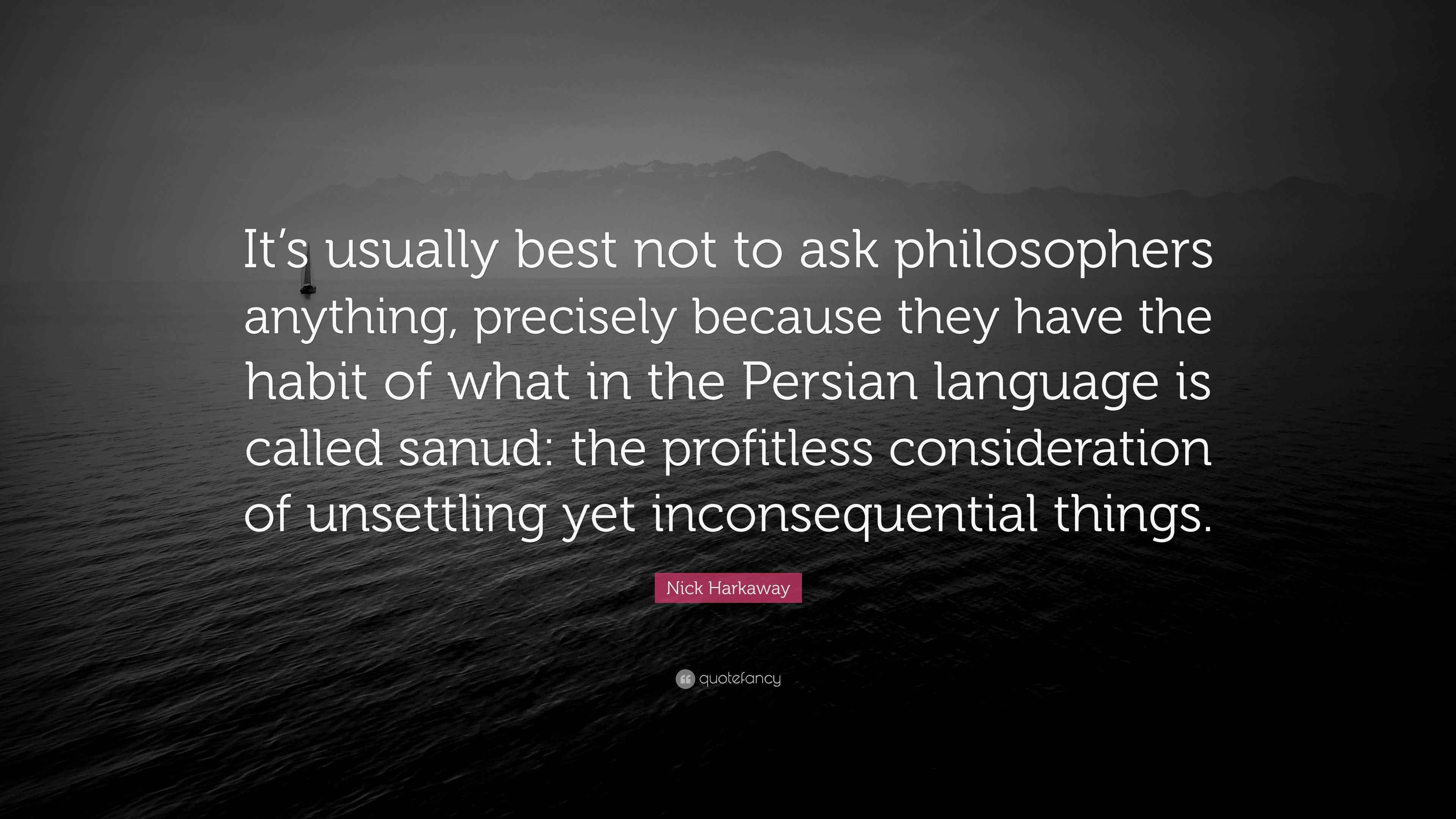 Nick Harkaway Quote “It’s usually best not to ask philosophers