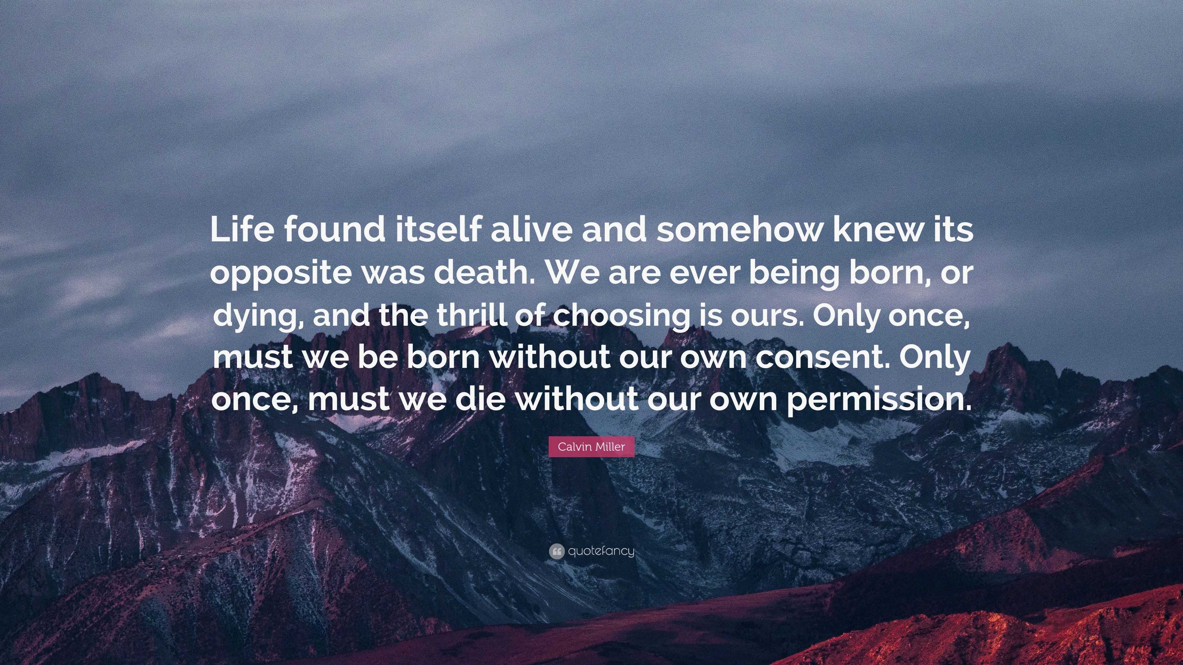 Calvin Miller Quote: “Life found itself alive and somehow knew its ...
