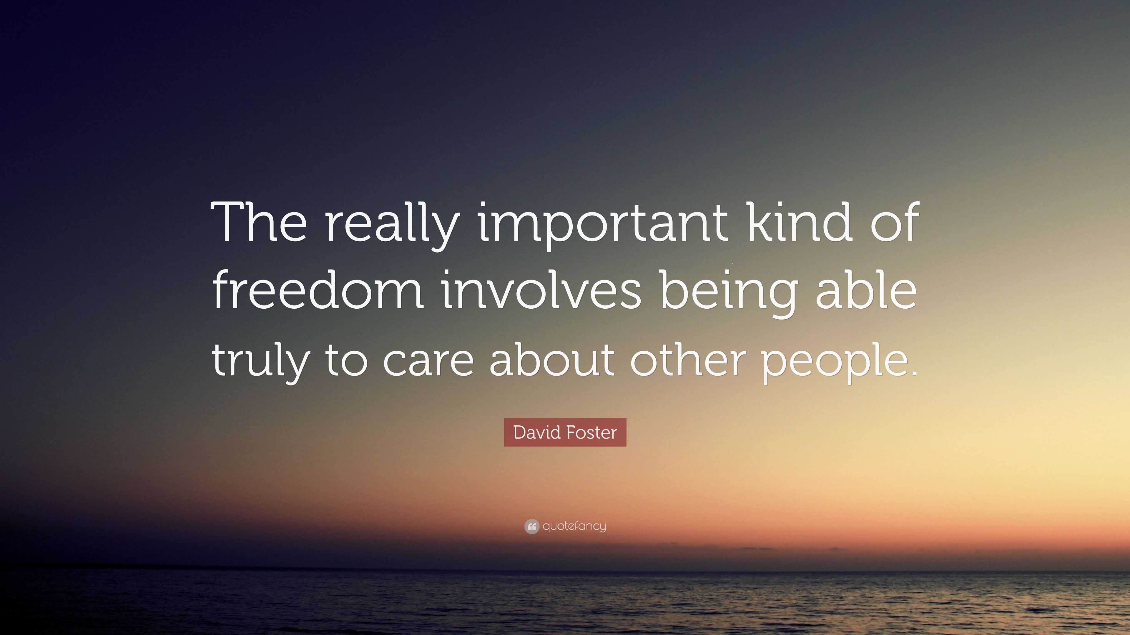 David Foster Quote: “The really important kind of freedom involves ...