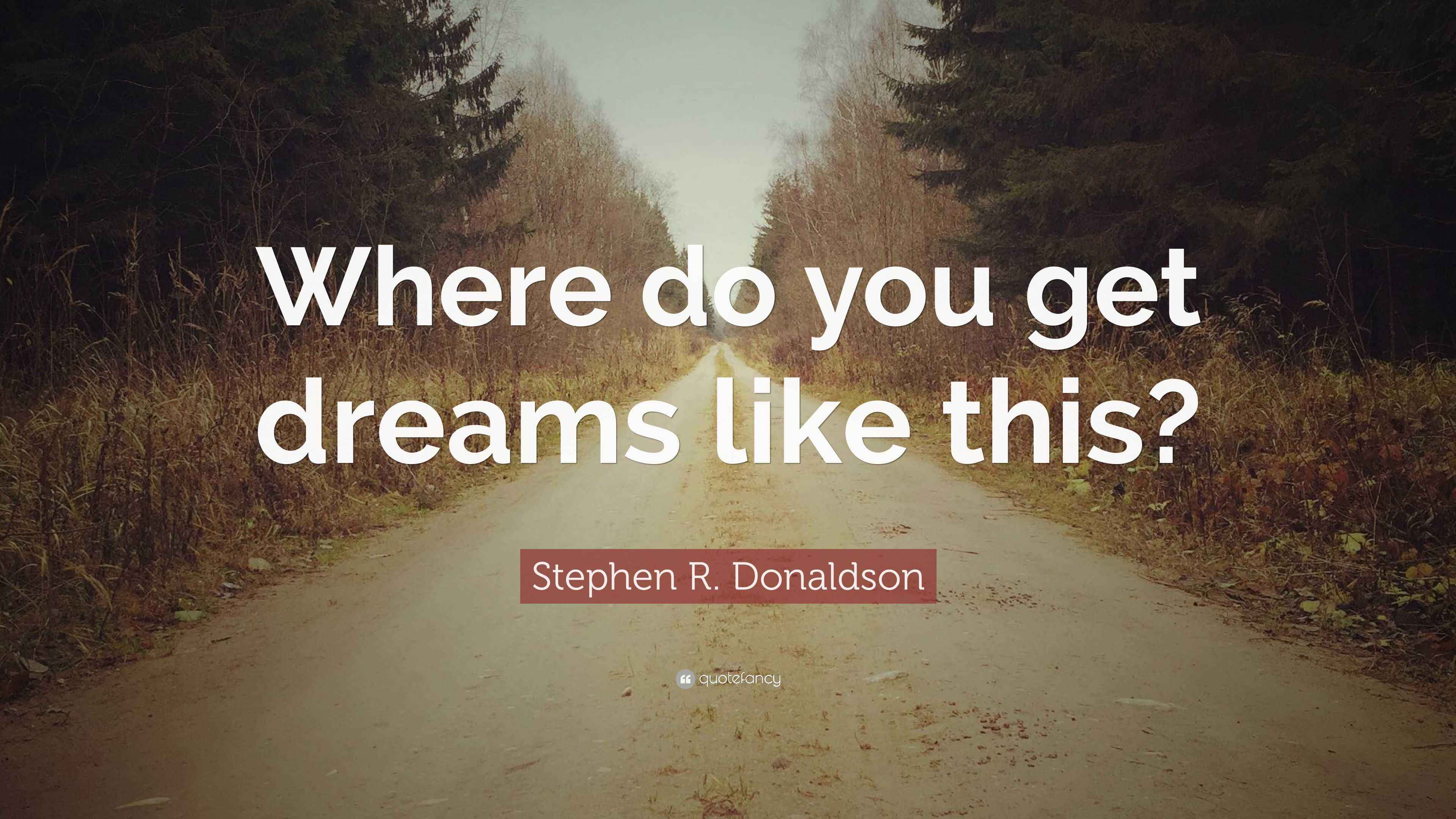 Stephen R. Donaldson Quote: “Where do you get dreams like this?”