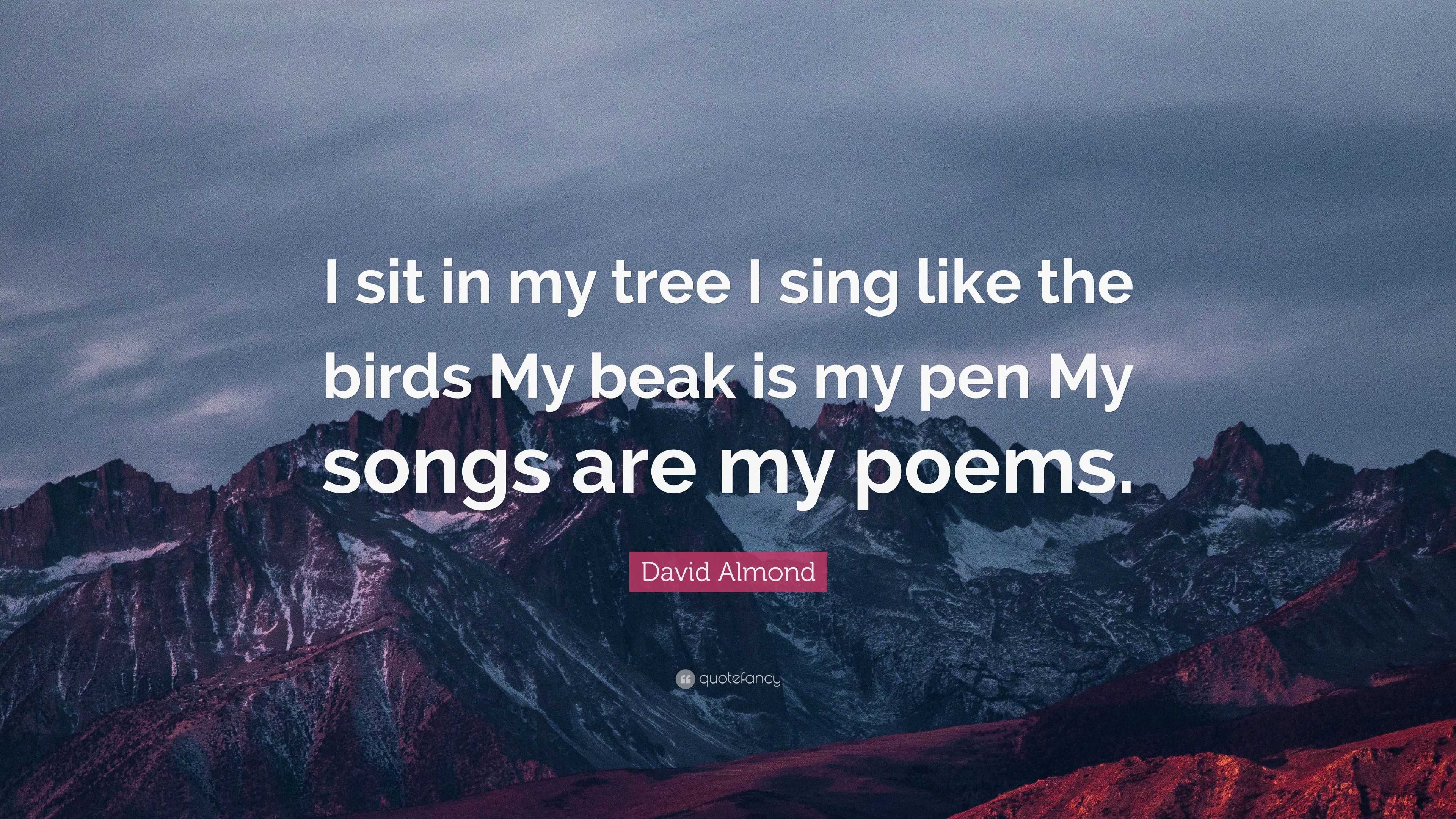 David Almond Quote: “I sit in my tree I sing like the birds My beak is ...