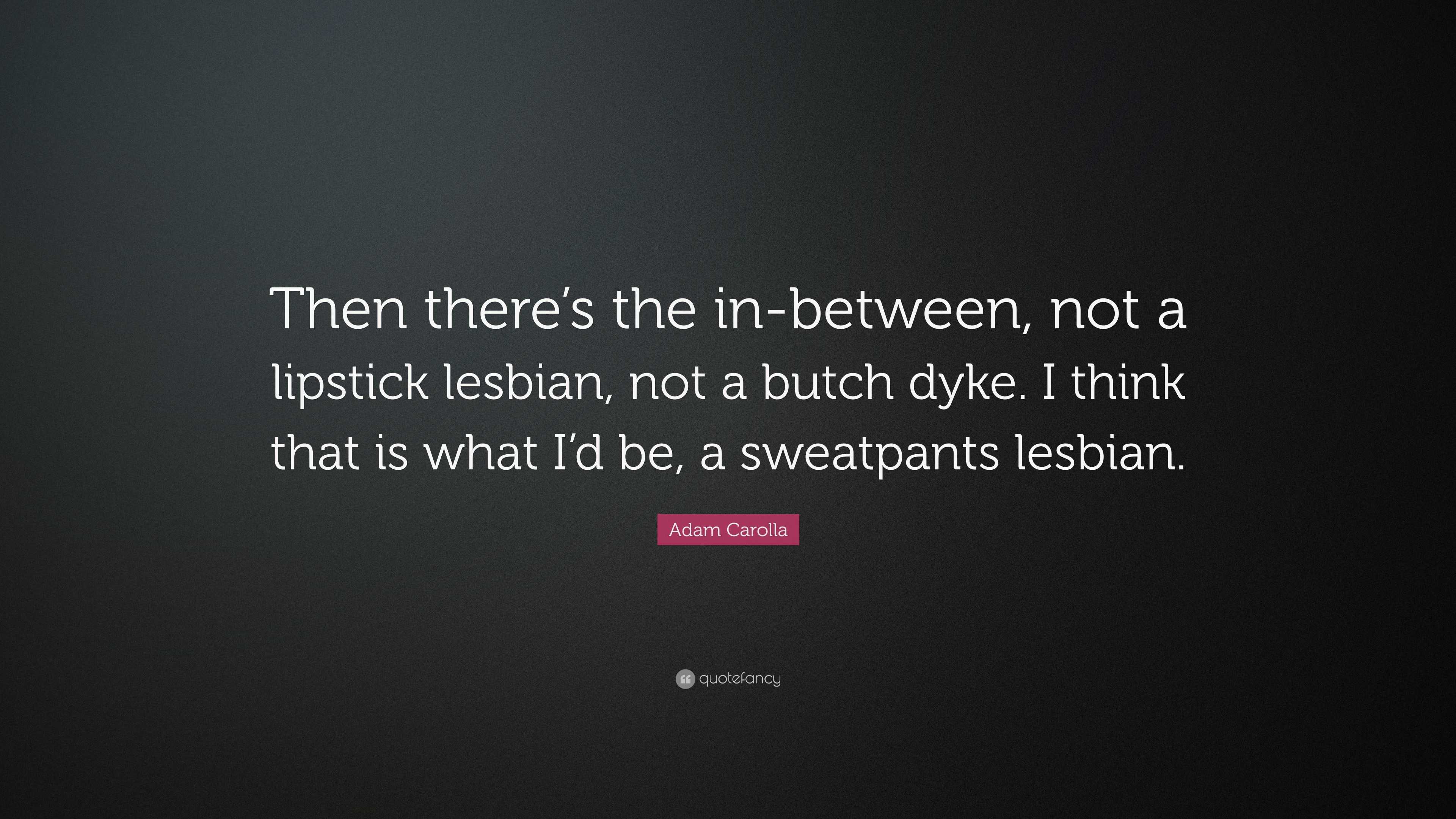 3840px x 2160px - Adam Carolla Quote: â€œThen there's the in-between, not a lipstick lesbian,  not a butch dyke. I think that is what I'd be, a sweatpants lesbian...â€
