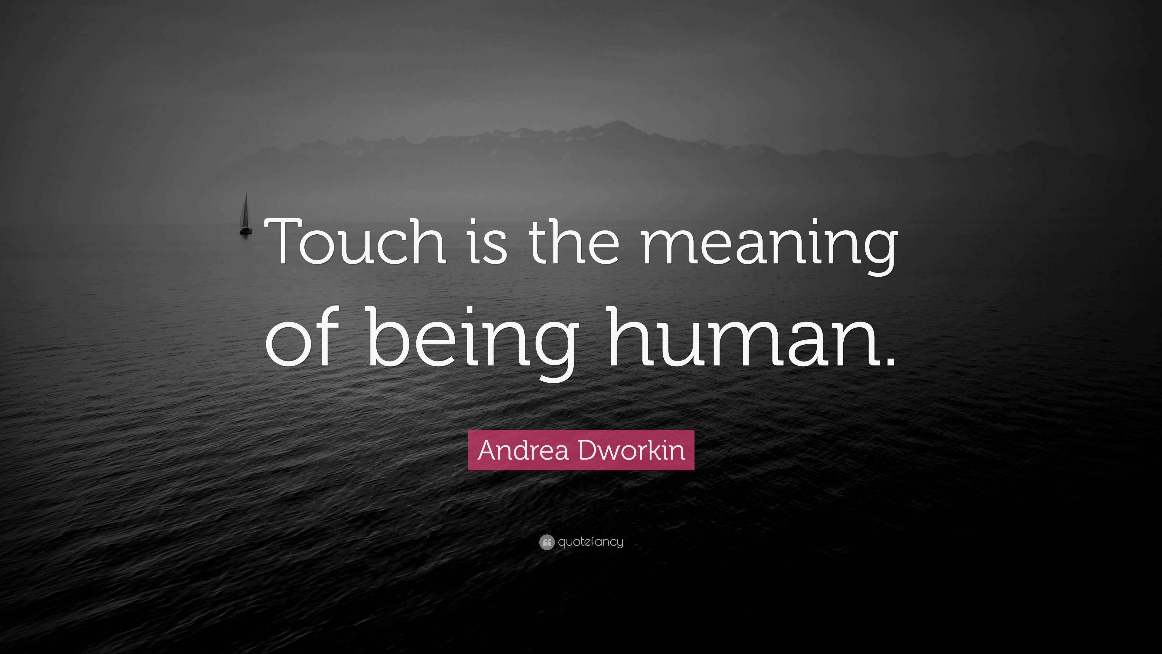 Andrea Dworkin Quote “Touch is the meaning of being human.”