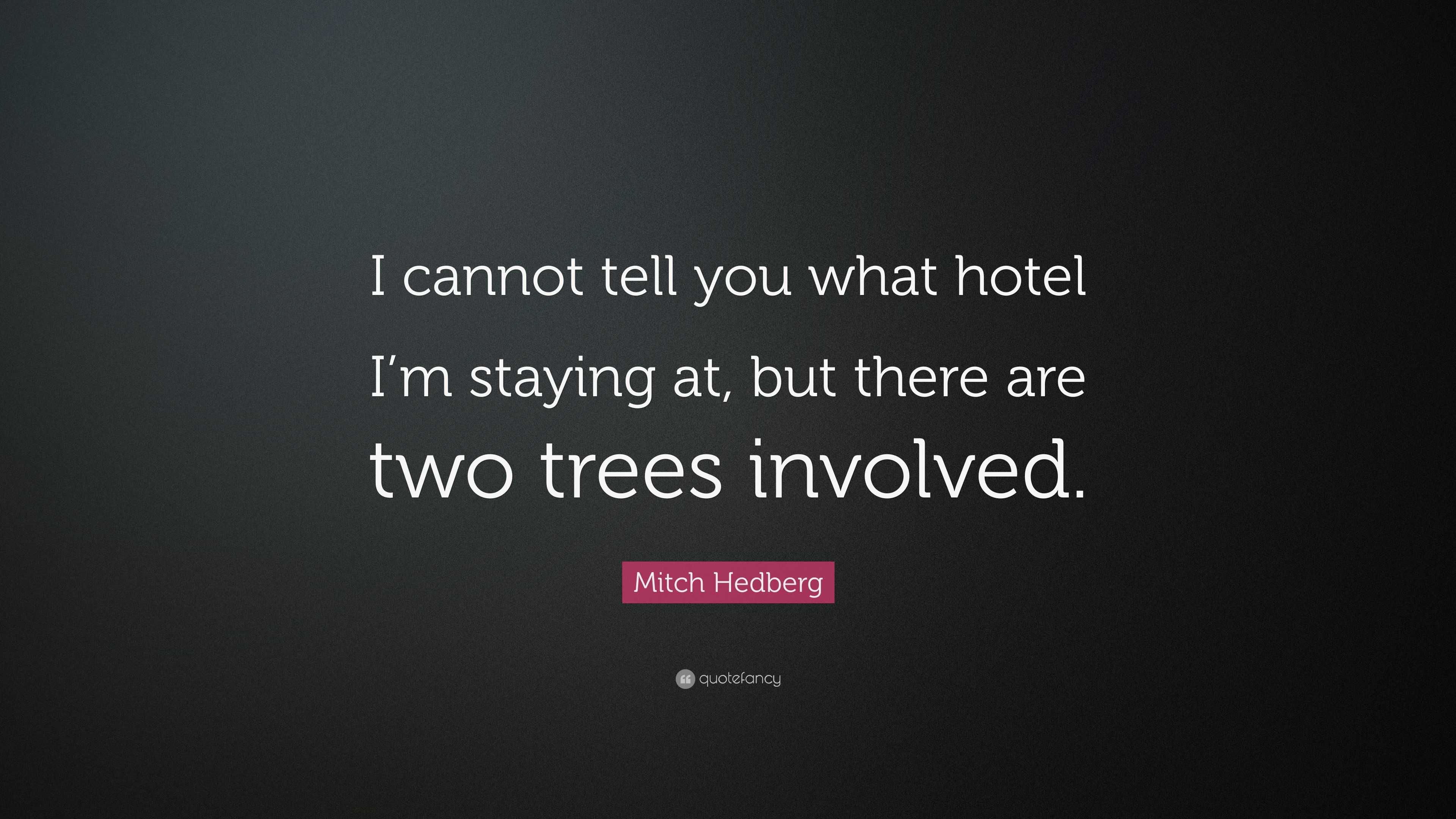 Mitch Hedberg Quote: “I Cannot Tell You What Hotel I'm Staying At, But  There Are