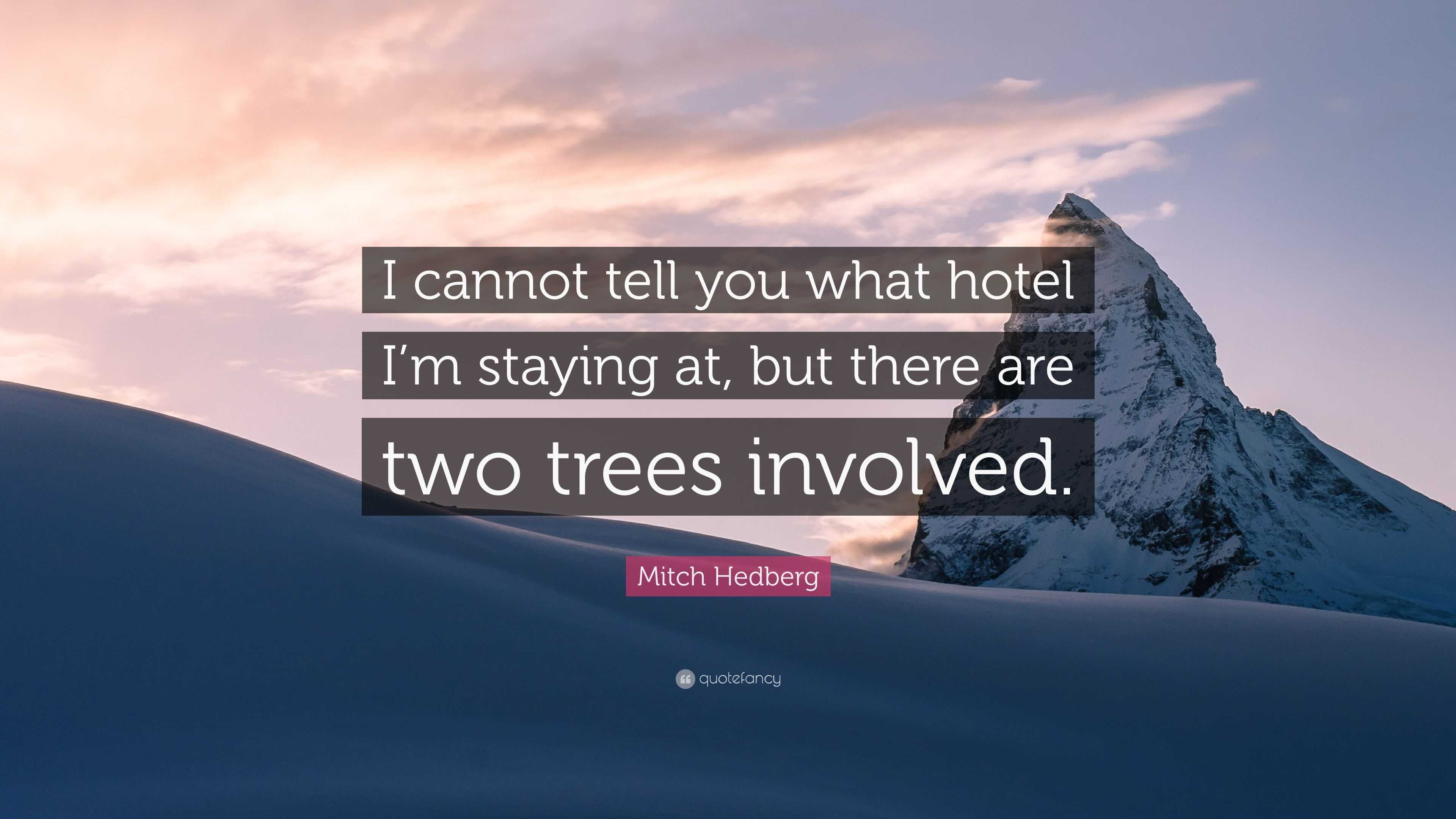 Mitch Hedberg Quote: “I Cannot Tell You What Hotel I'm Staying At, But  There Are