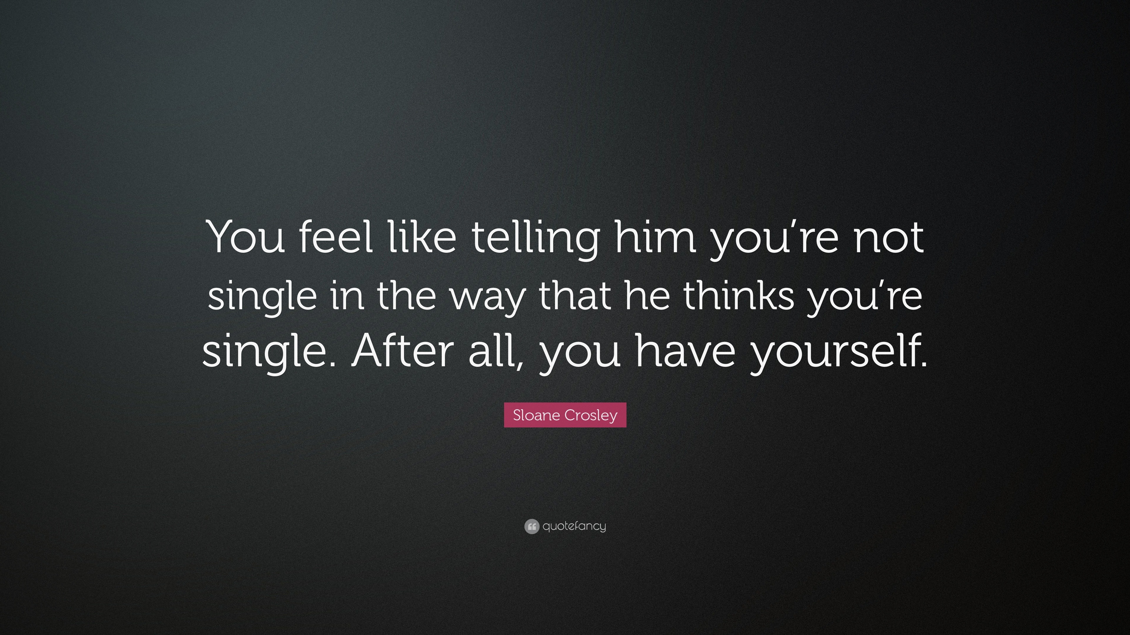 Sloane Crosley Quote: “You feel like telling him you’re not single in ...