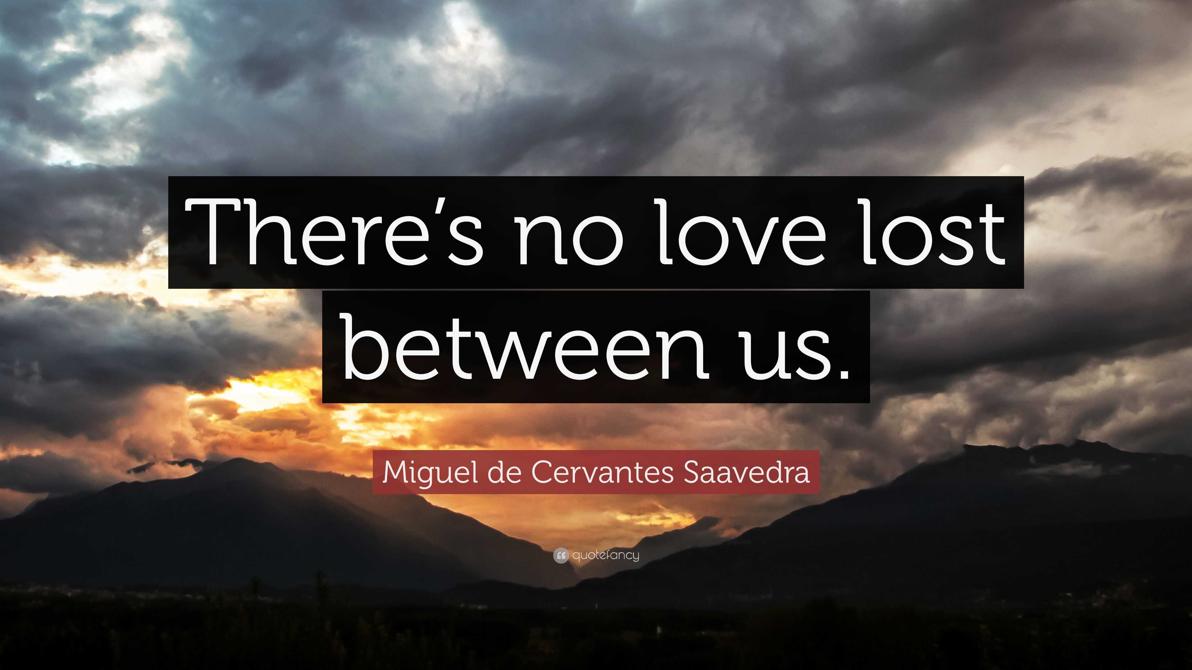 Miguel de Cervantes Saavedra Quote “There s no love lost between us ”