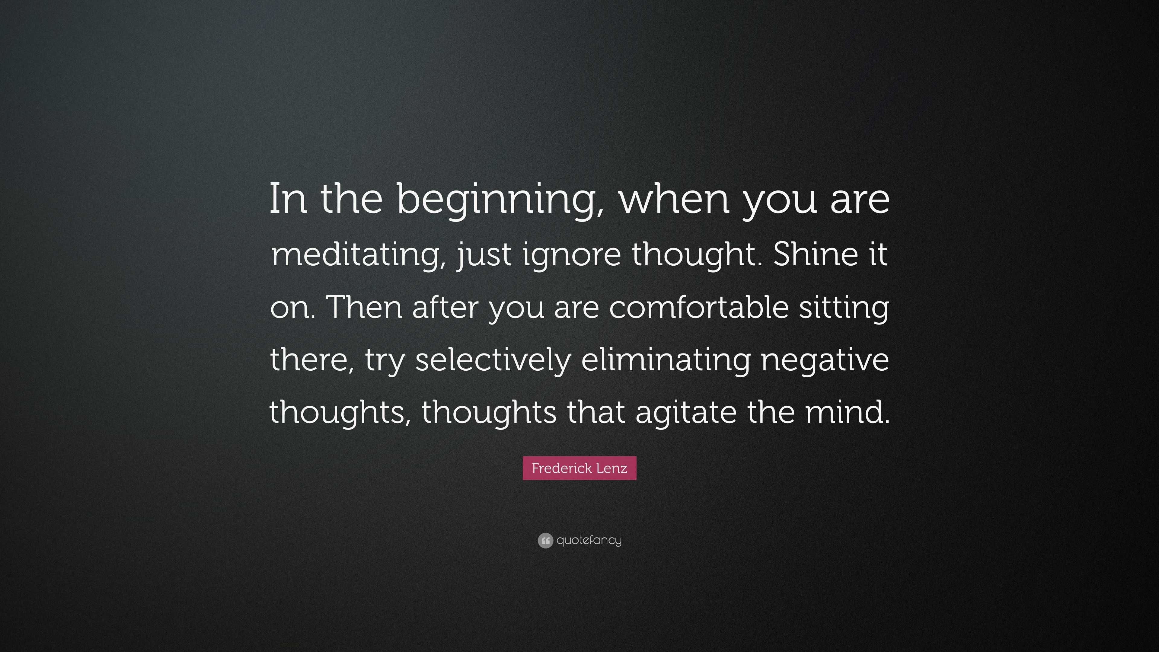 Frederick Lenz Quote: “In the beginning, when you are meditating, just ...