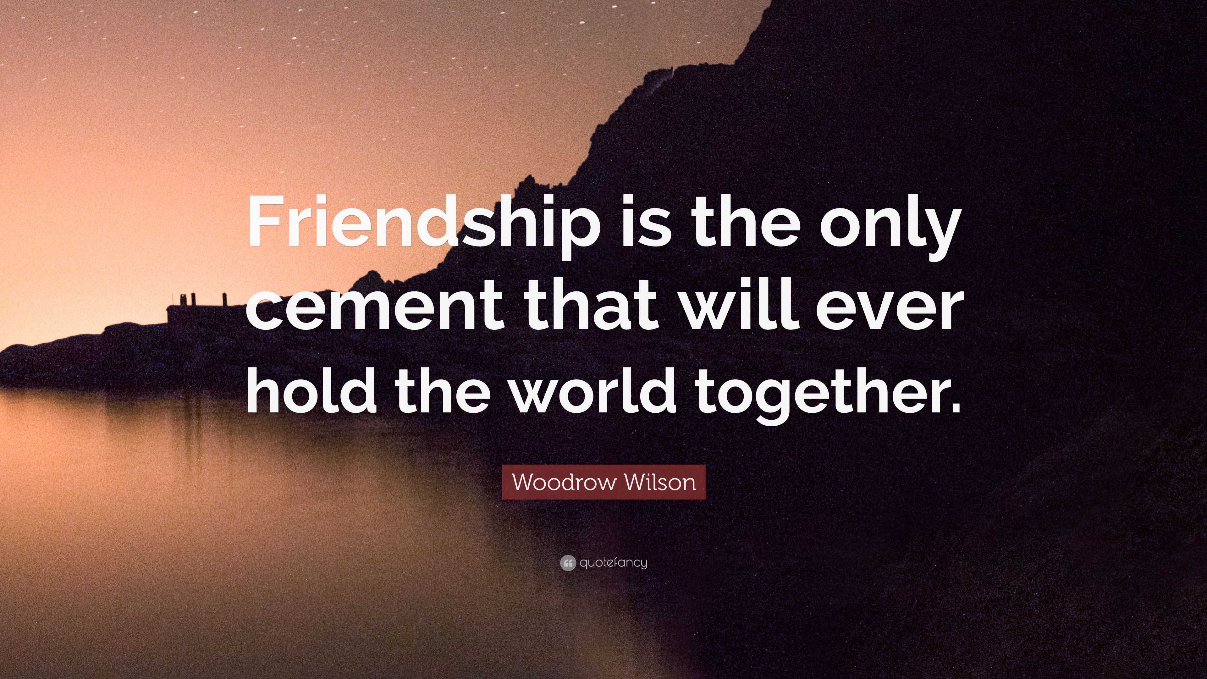 Woodrow Wilson Quote: “Friendship is the only cement that will ever ...