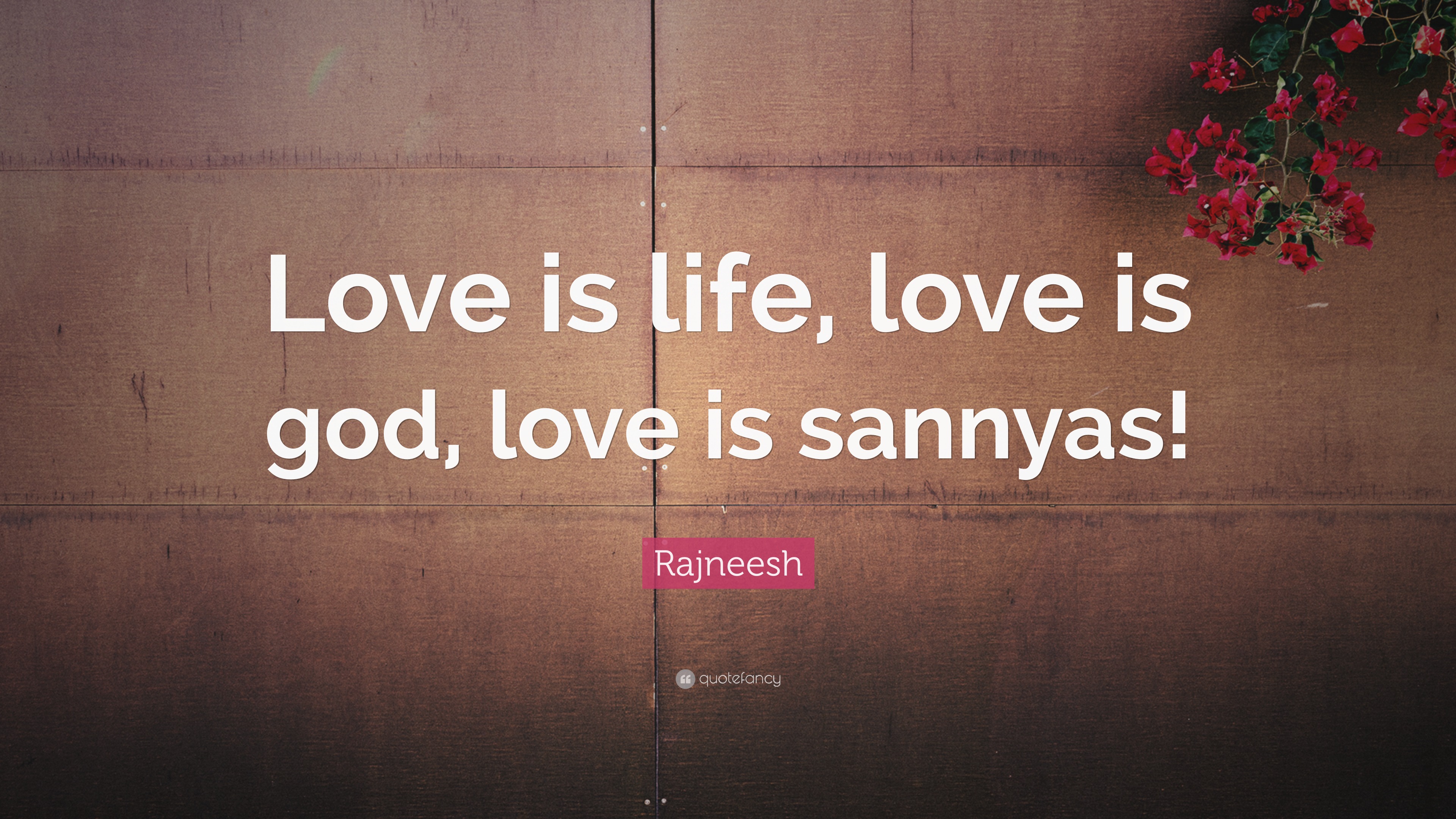 Rajneesh Quote “Love is life love is god love is sannyas