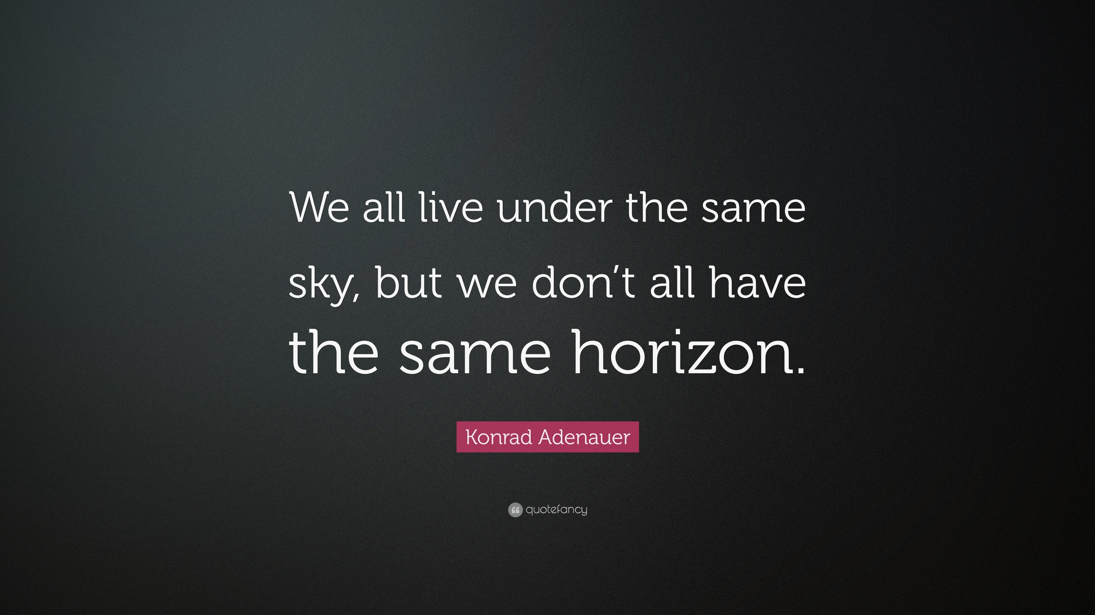 Konrad Adenauer Quote “We all live under the same sky, but we don’t