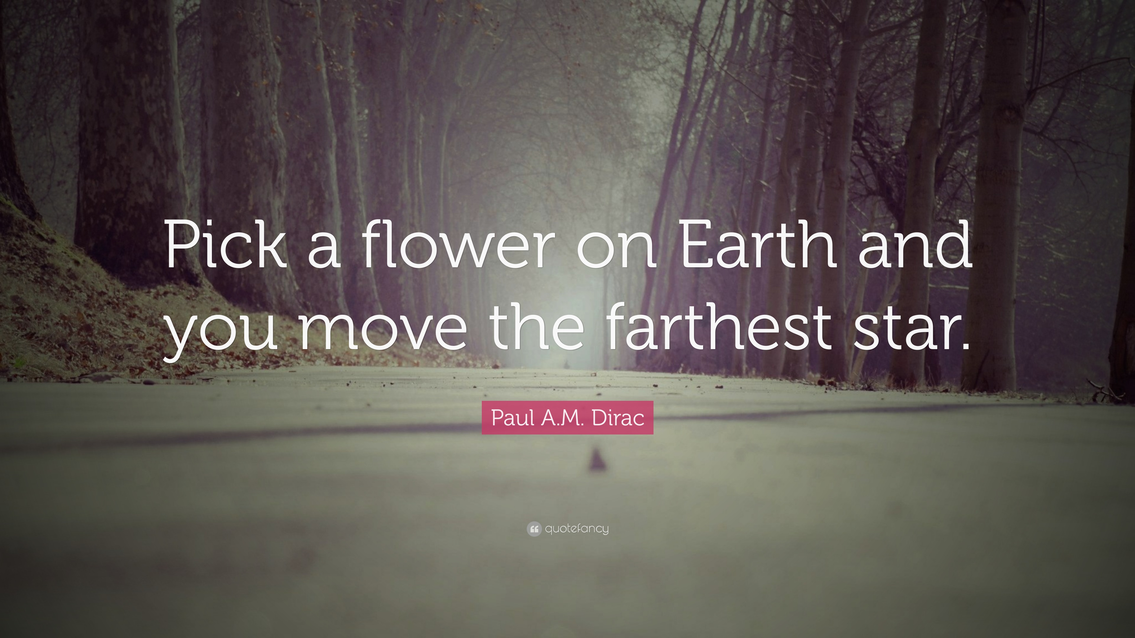 Paul A.M. Dirac Quote “Pick a flower on Earth and you move the farthest star.”
