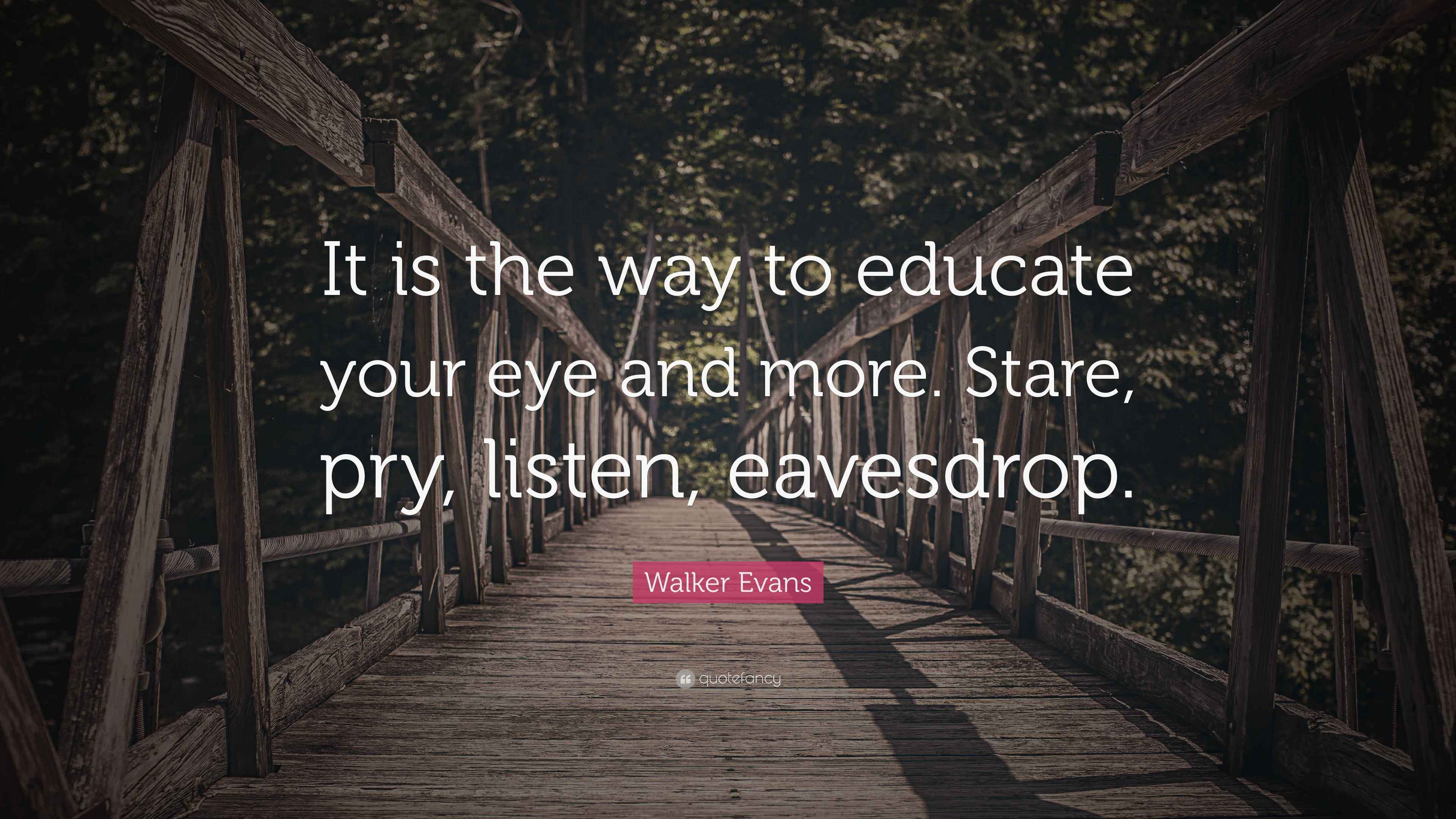 Walker Evans Quote “It is the way to educate your eye and more. Stare