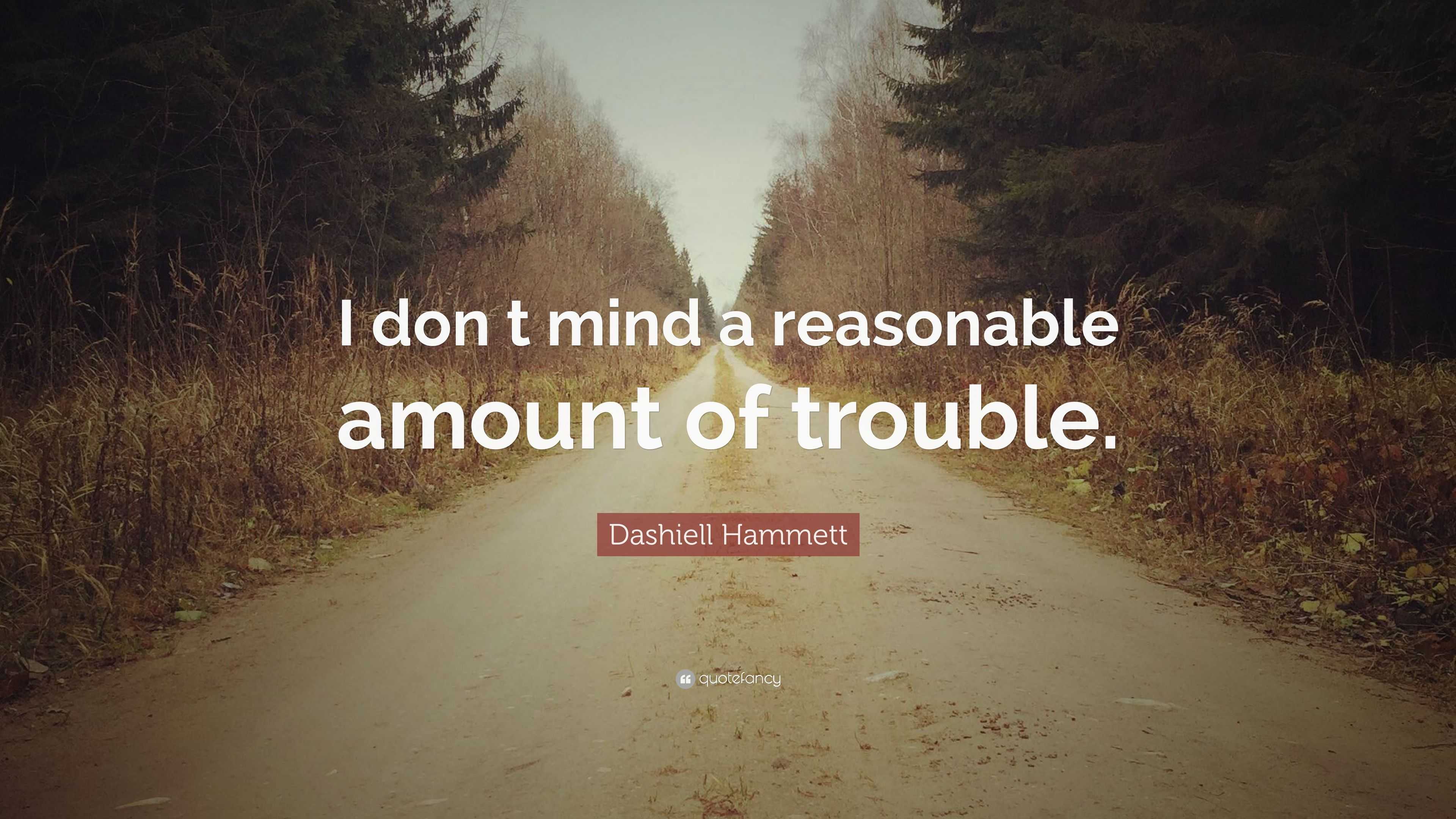 Dashiell Hammett Quote: “i Don T Mind A Reasonable Amount Of Trouble.”