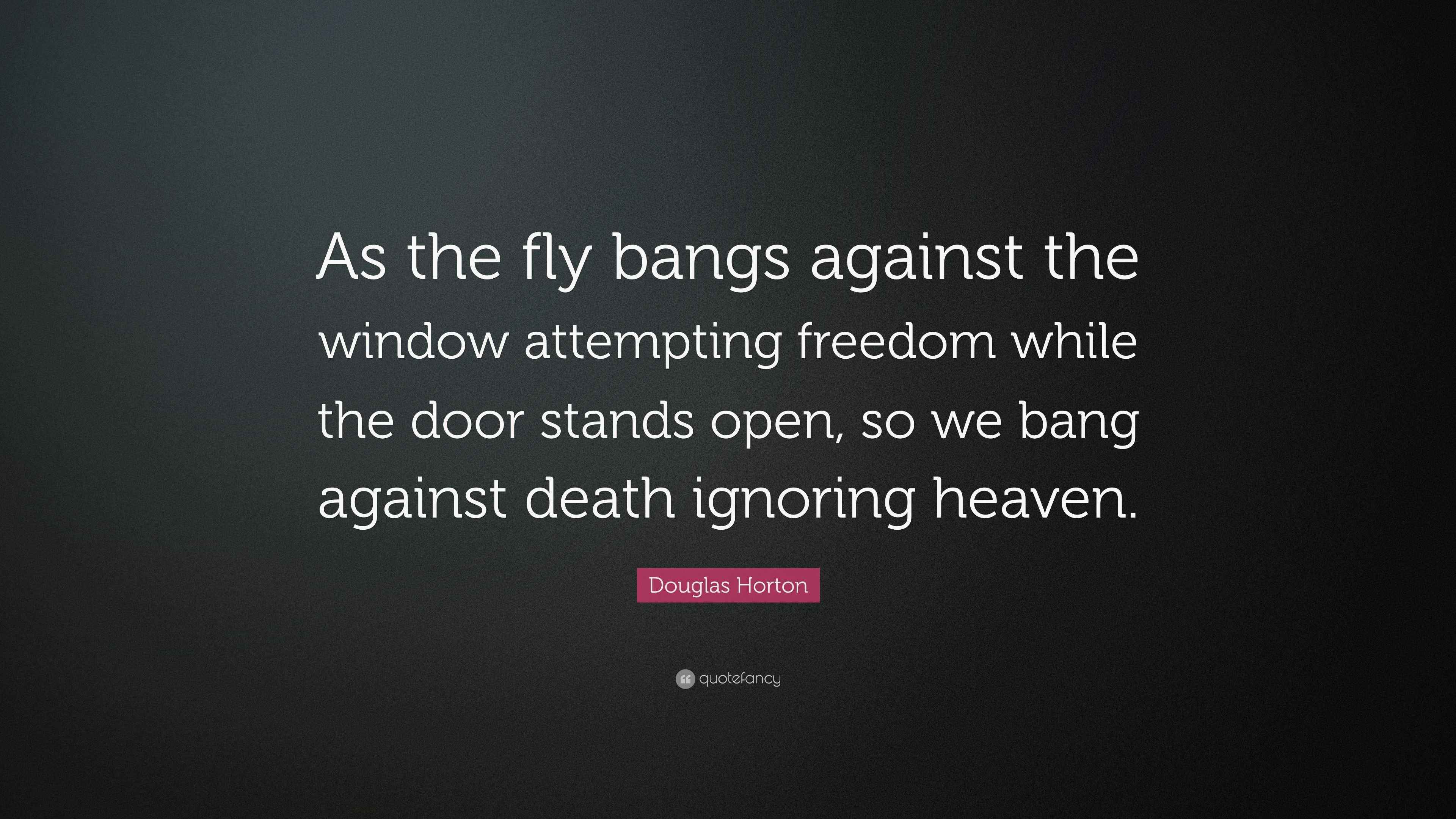 Douglas Horton Quote “As the fly bangs against the window attempting