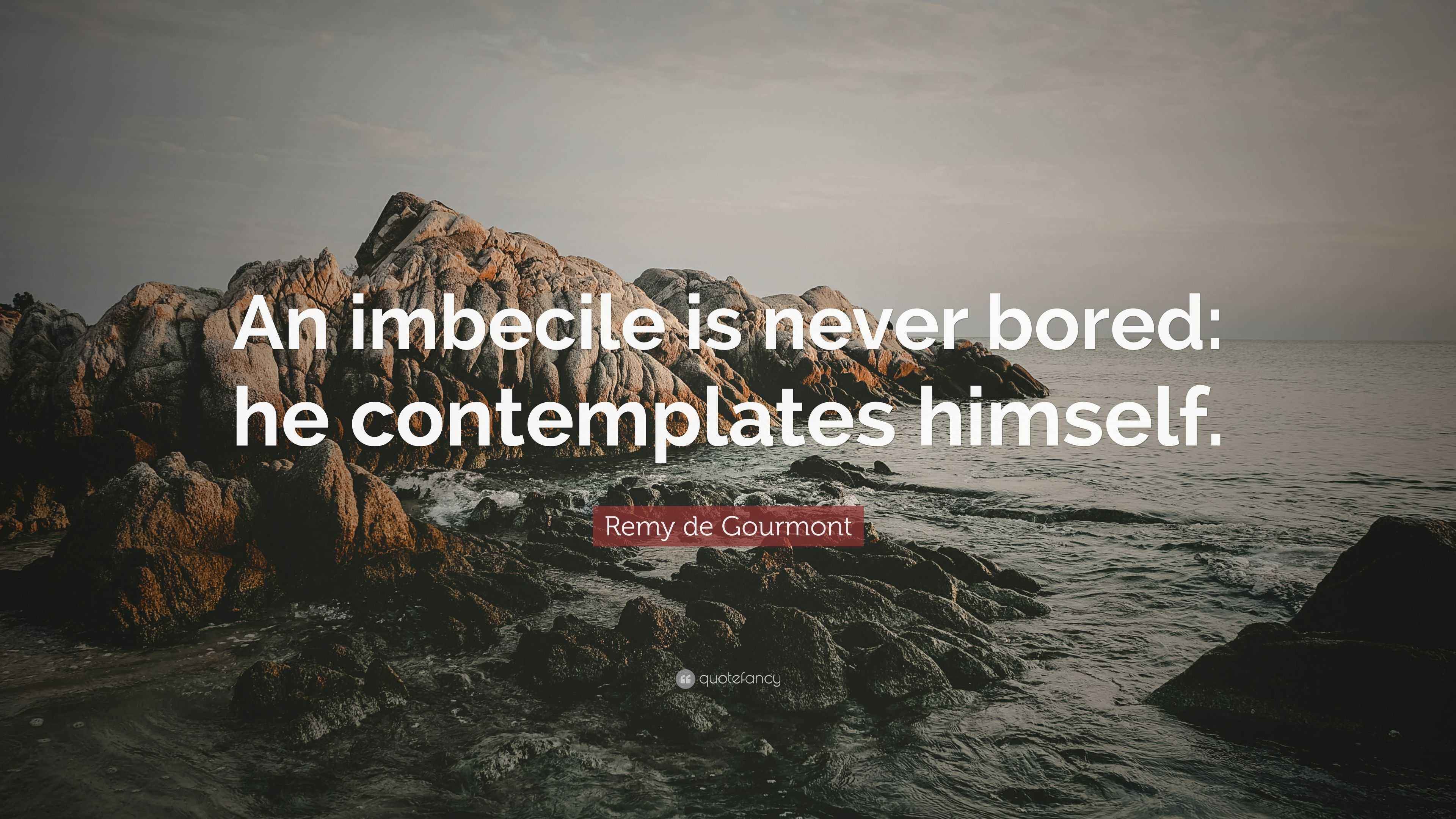 Bored Remy Remy de Gourmont Quote: “An imbecile is never bored: he contemplates ...
