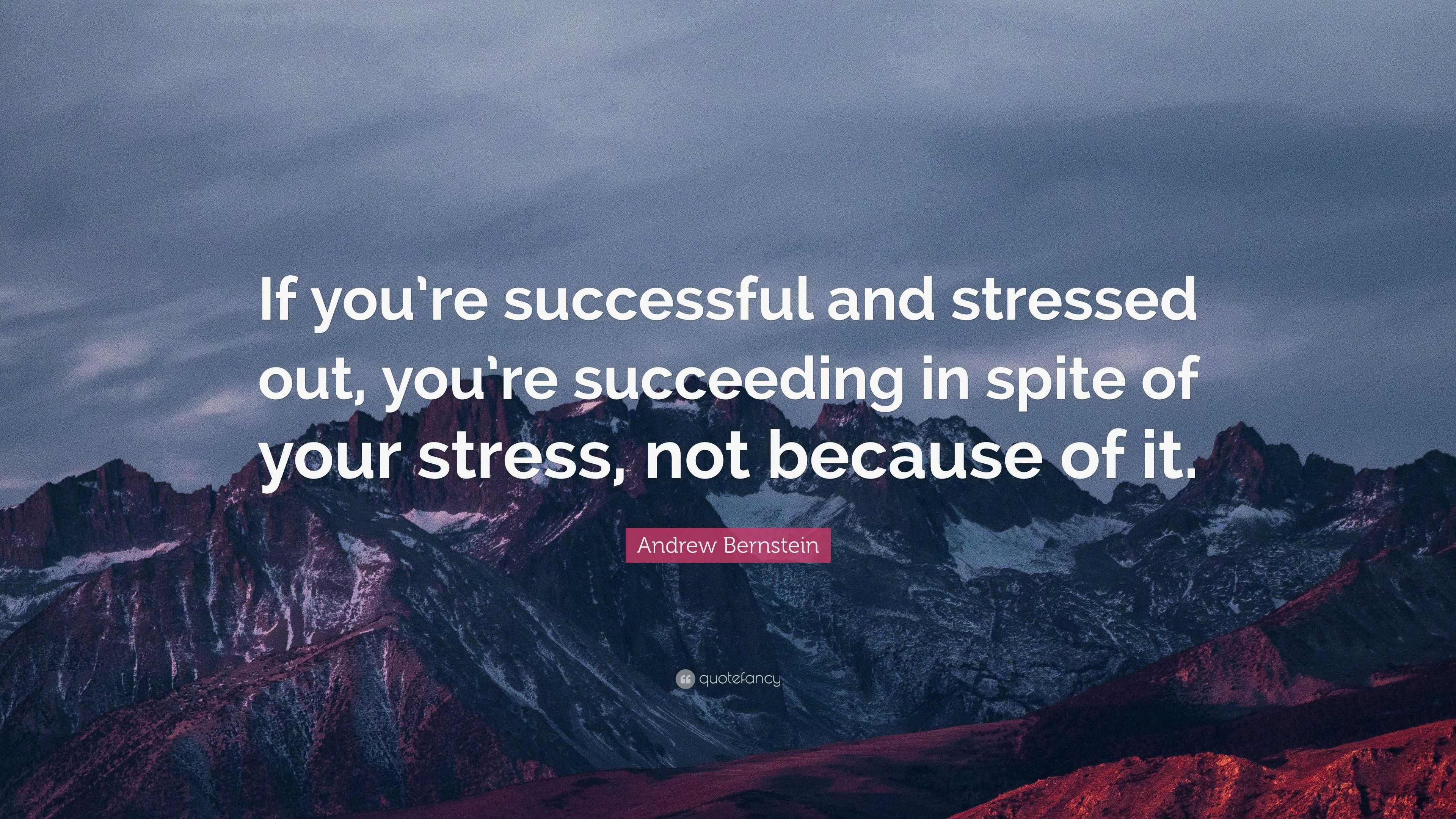 Andrew Bernstein Quote: “If you’re successful and stressed out, you’re ...