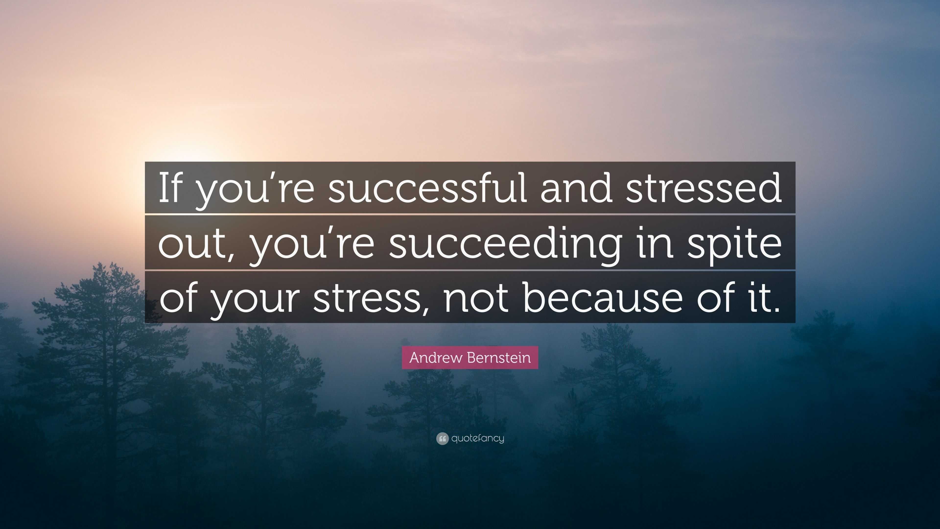 Andrew Bernstein Quote: “If you’re successful and stressed out, you’re ...