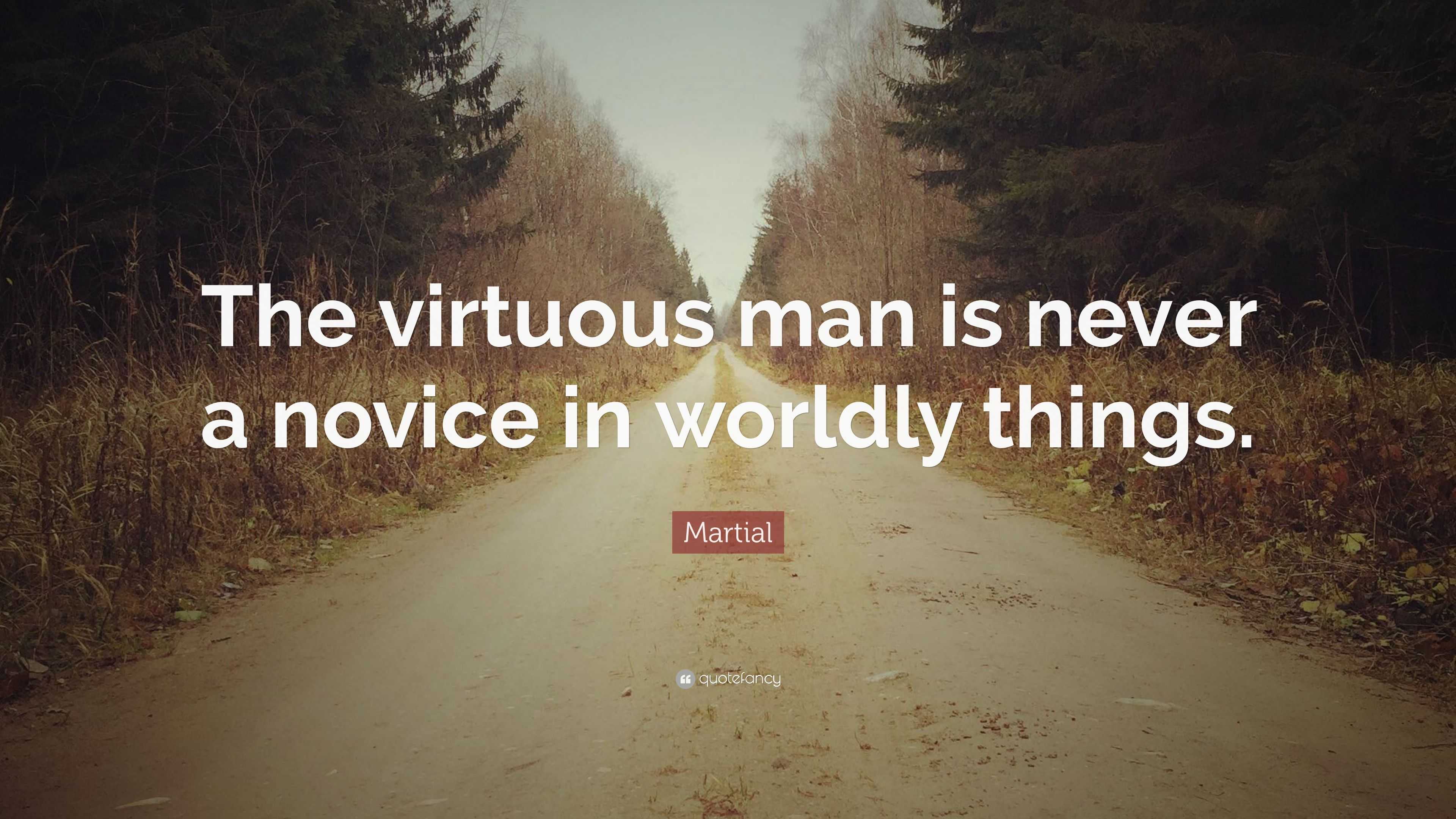 Martial Quote: “The virtuous man is never a novice in worldly things.”