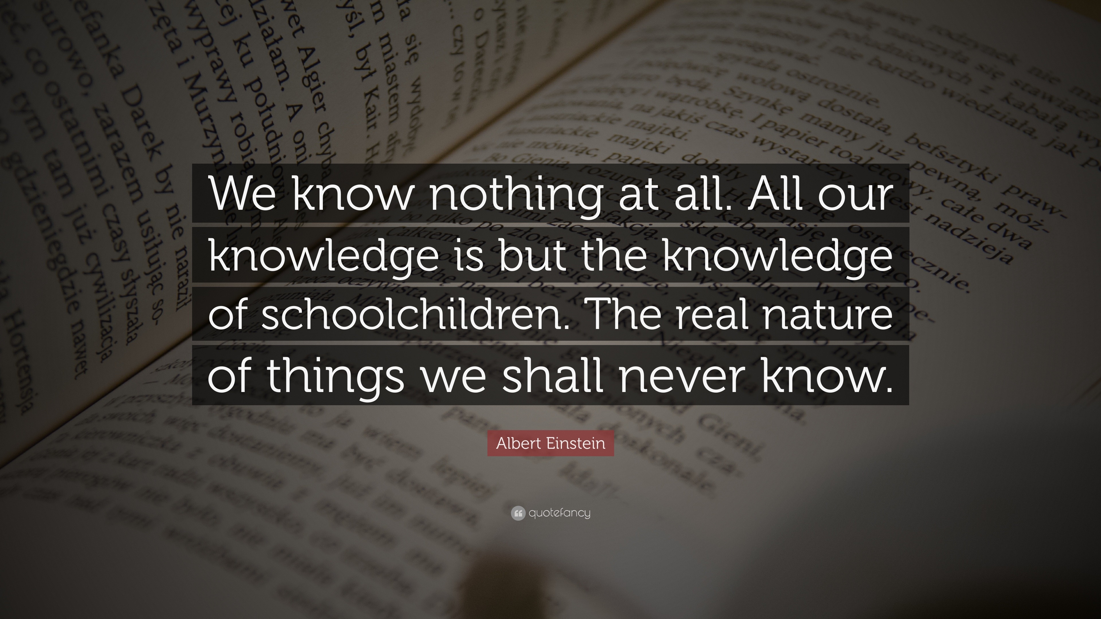 Albert Einstein Quote: “We know nothing at all. All our knowledge is ...