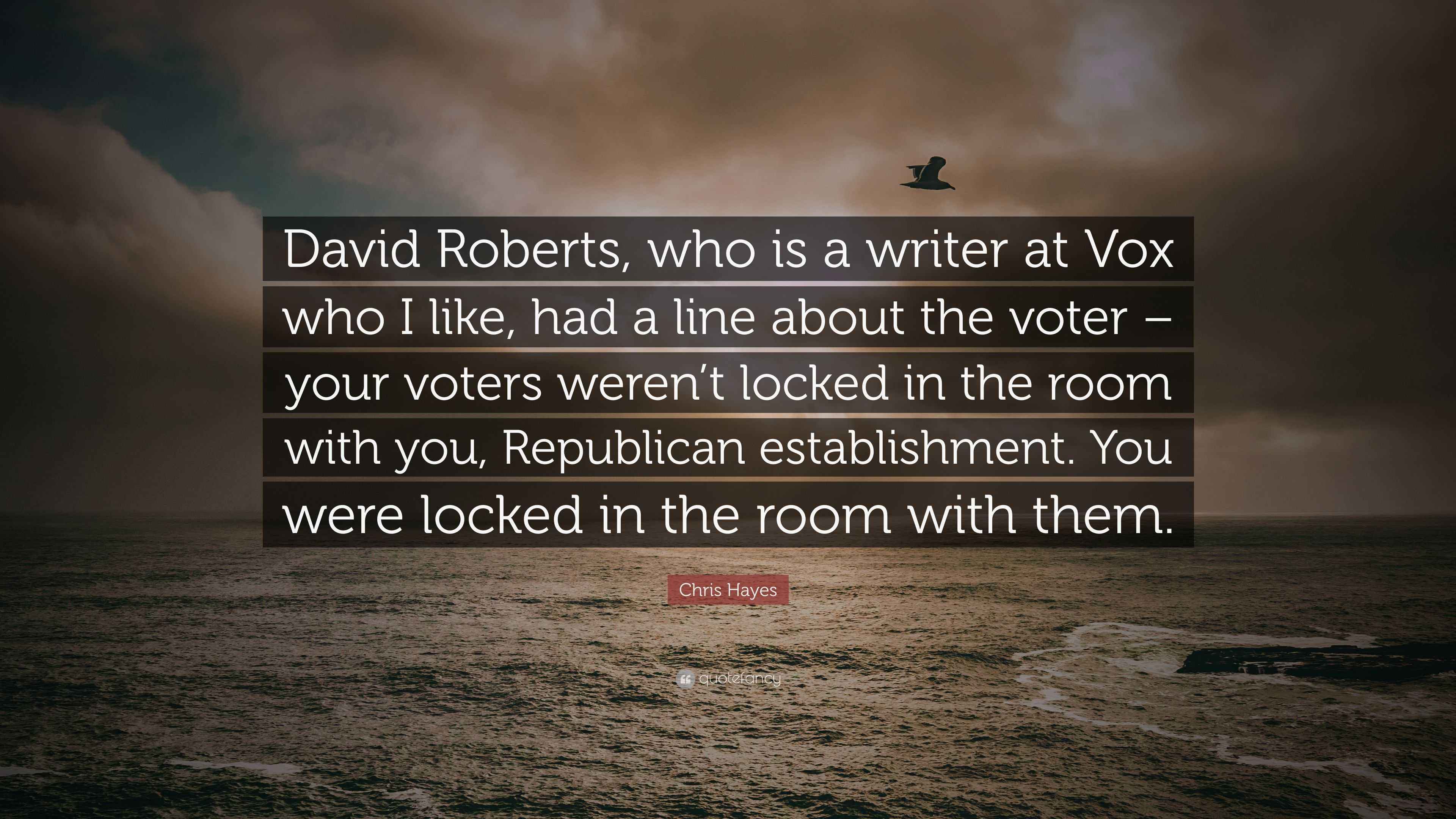 Chris Hayes Quote: “David Roberts, who is a writer at Vox who I like ...