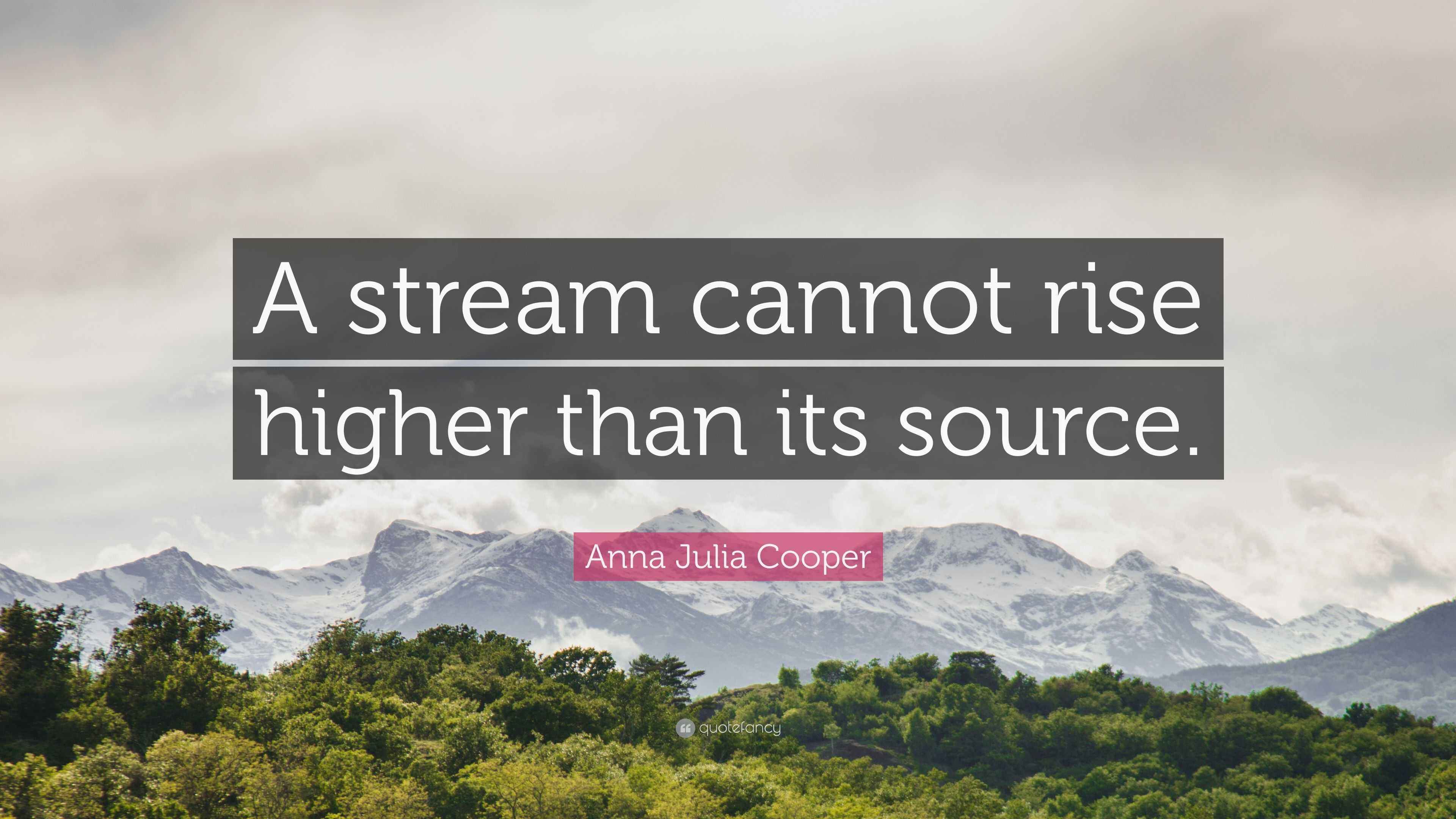 Anna Julia Cooper Quote: “A stream cannot rise higher than its source.”