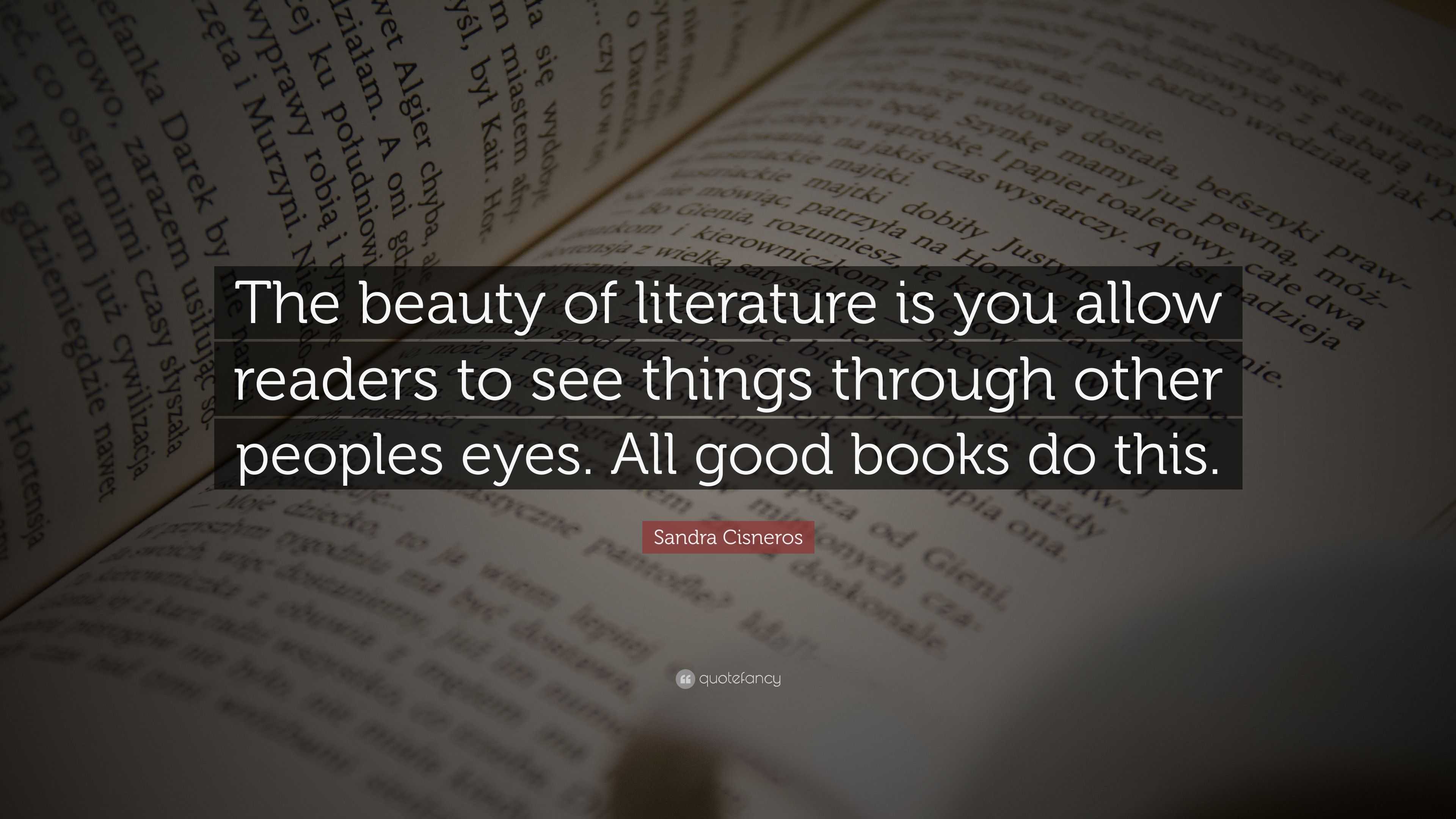 Sandra Cisneros Quote: “The beauty of literature is you allow readers ...