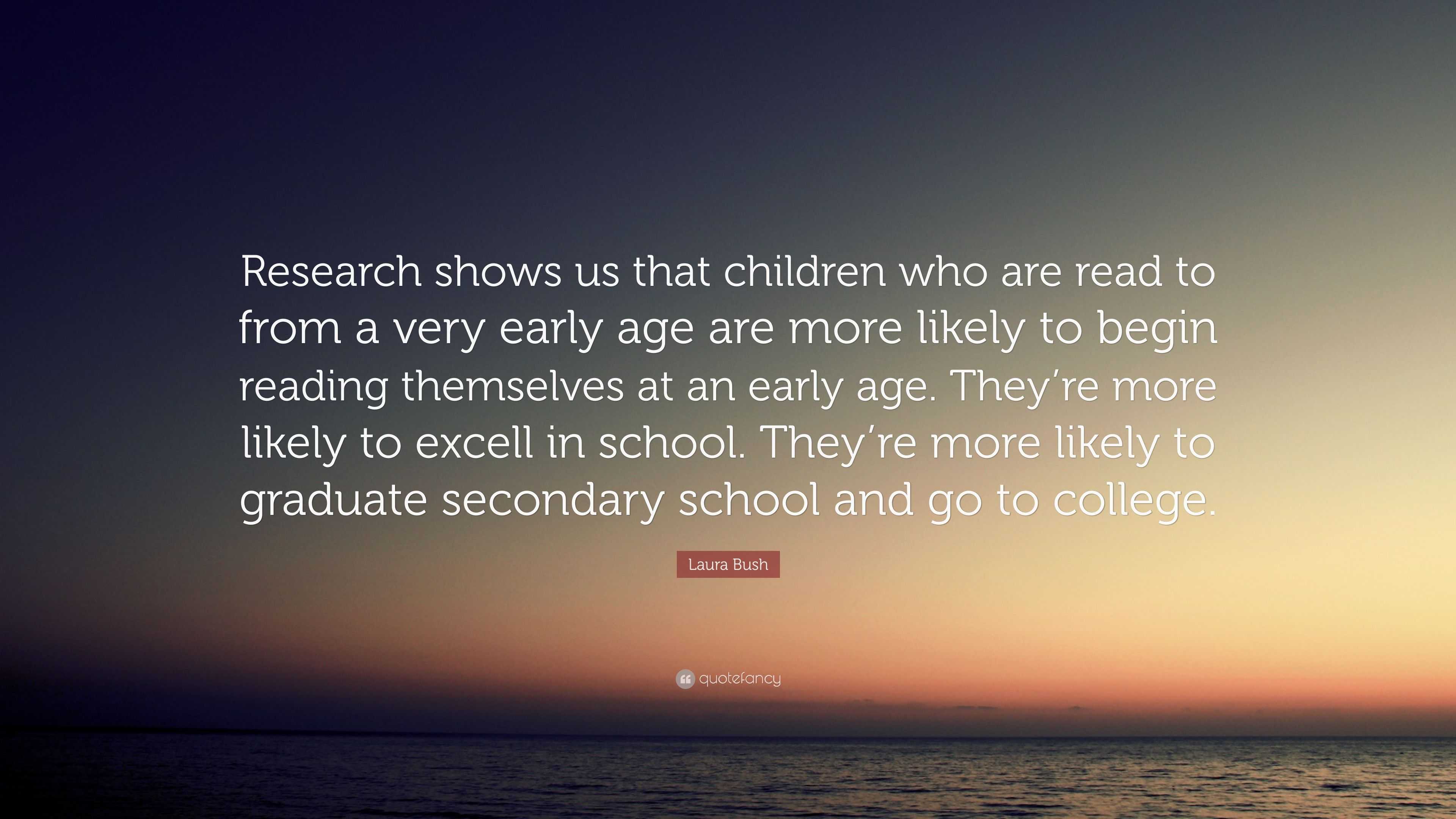 Laura Bush Quote: “Research shows us that children who are read to from ...