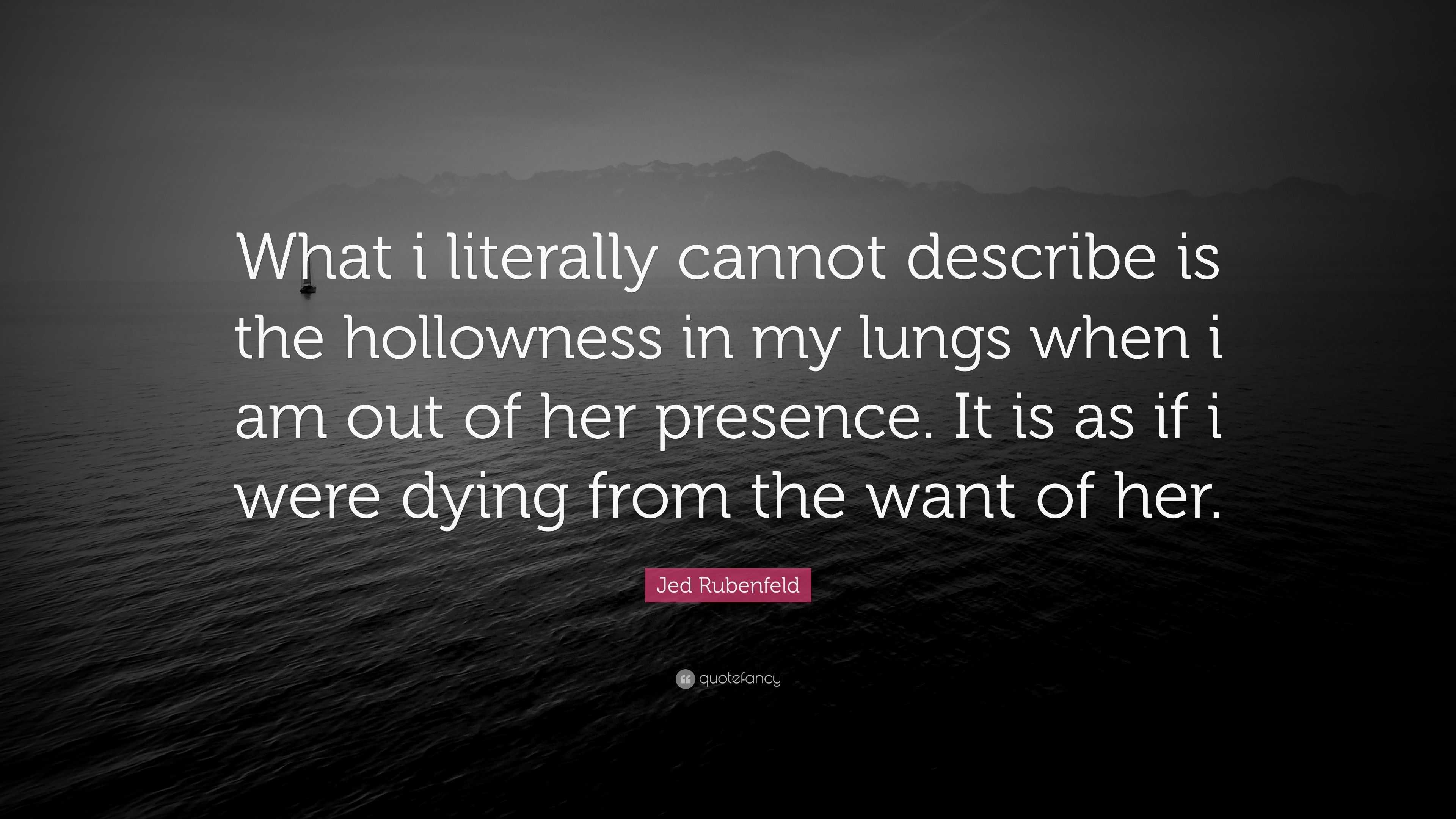 Jed Rubenfeld Quote: “What i literally cannot describe is the ...