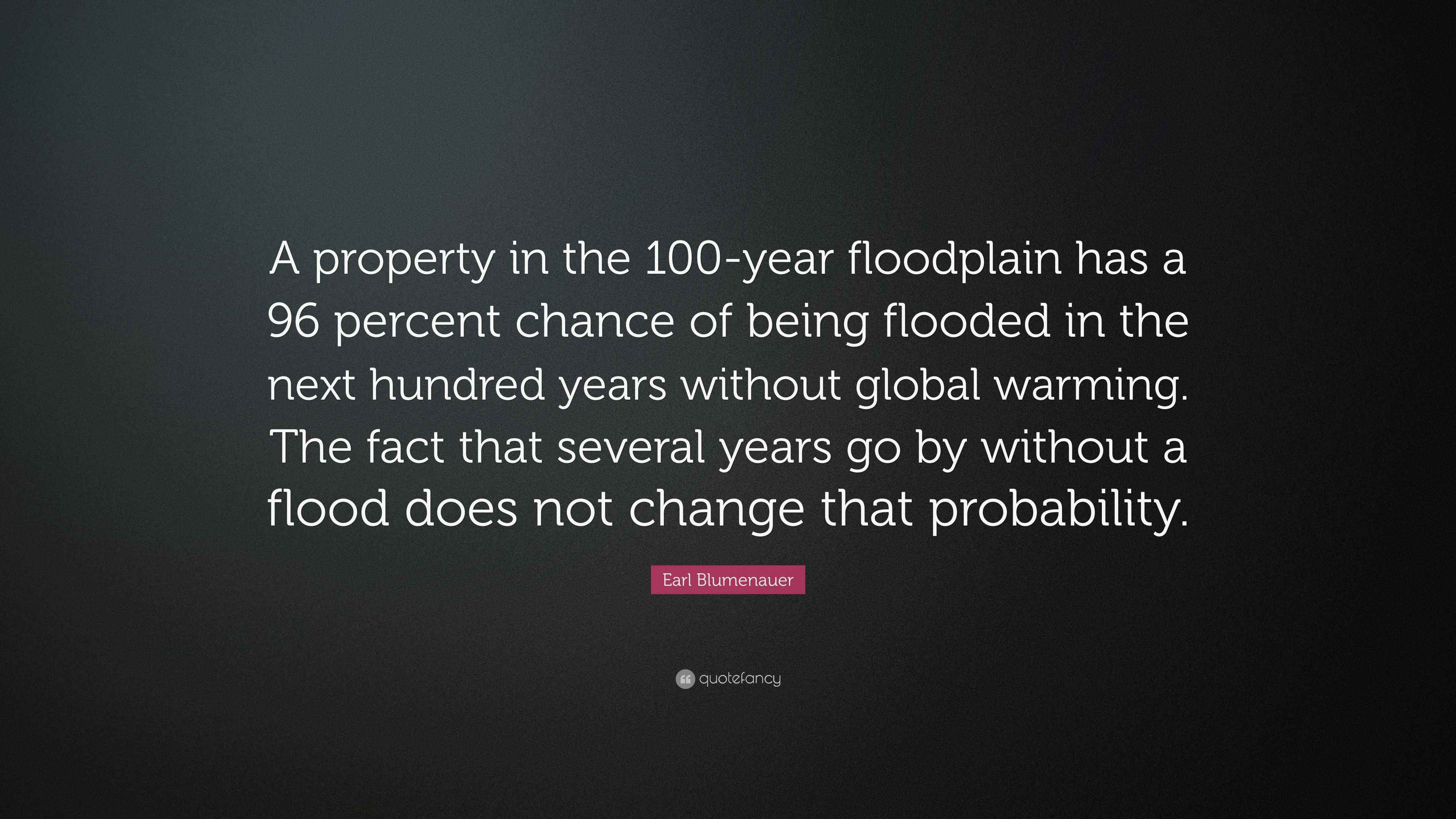 Earl Blumenauer Quote “A property in the 100year floodplain has a 96