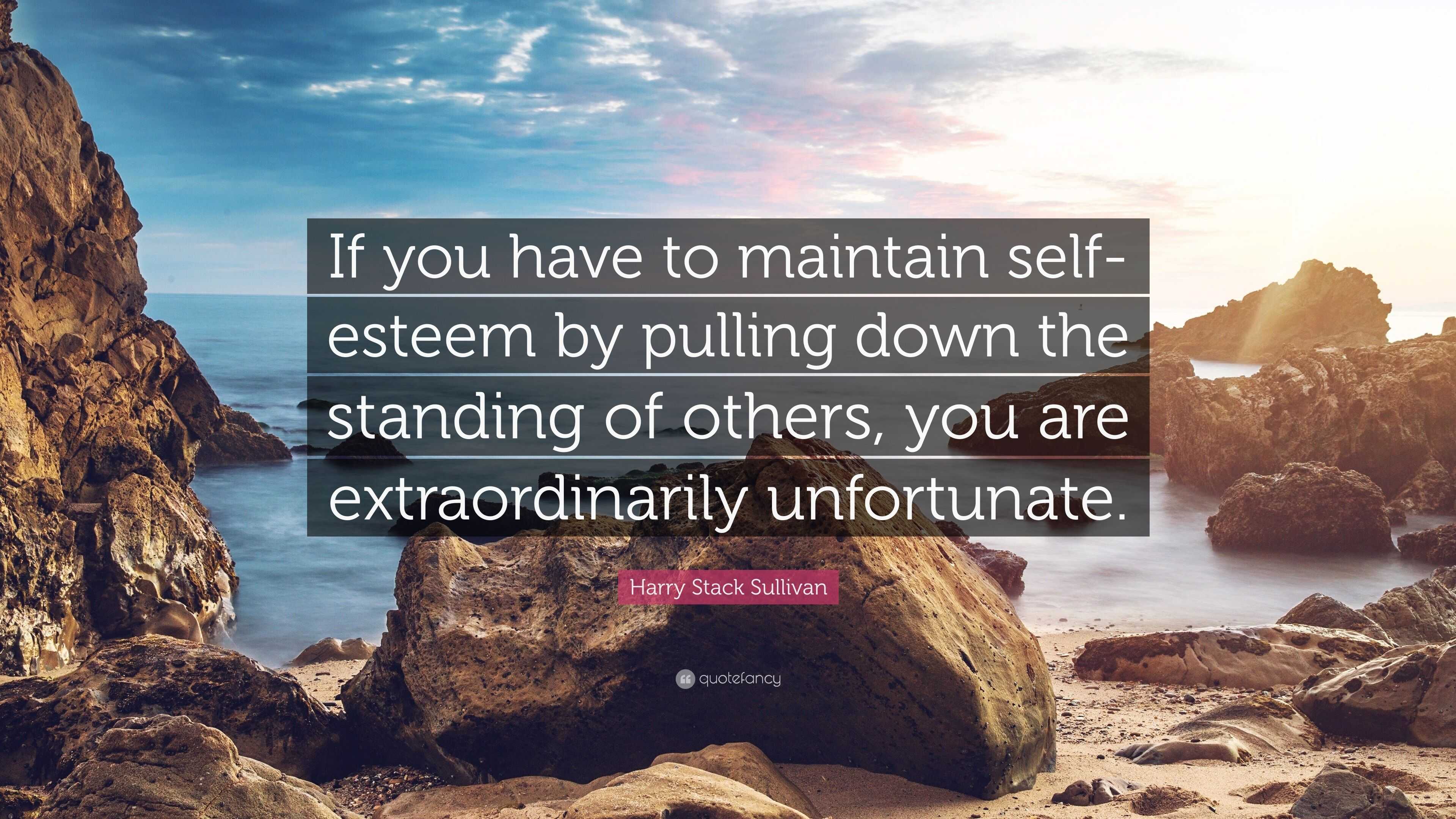 Harry Stack Sullivan Quote: “If you have to maintain self-esteem by ...