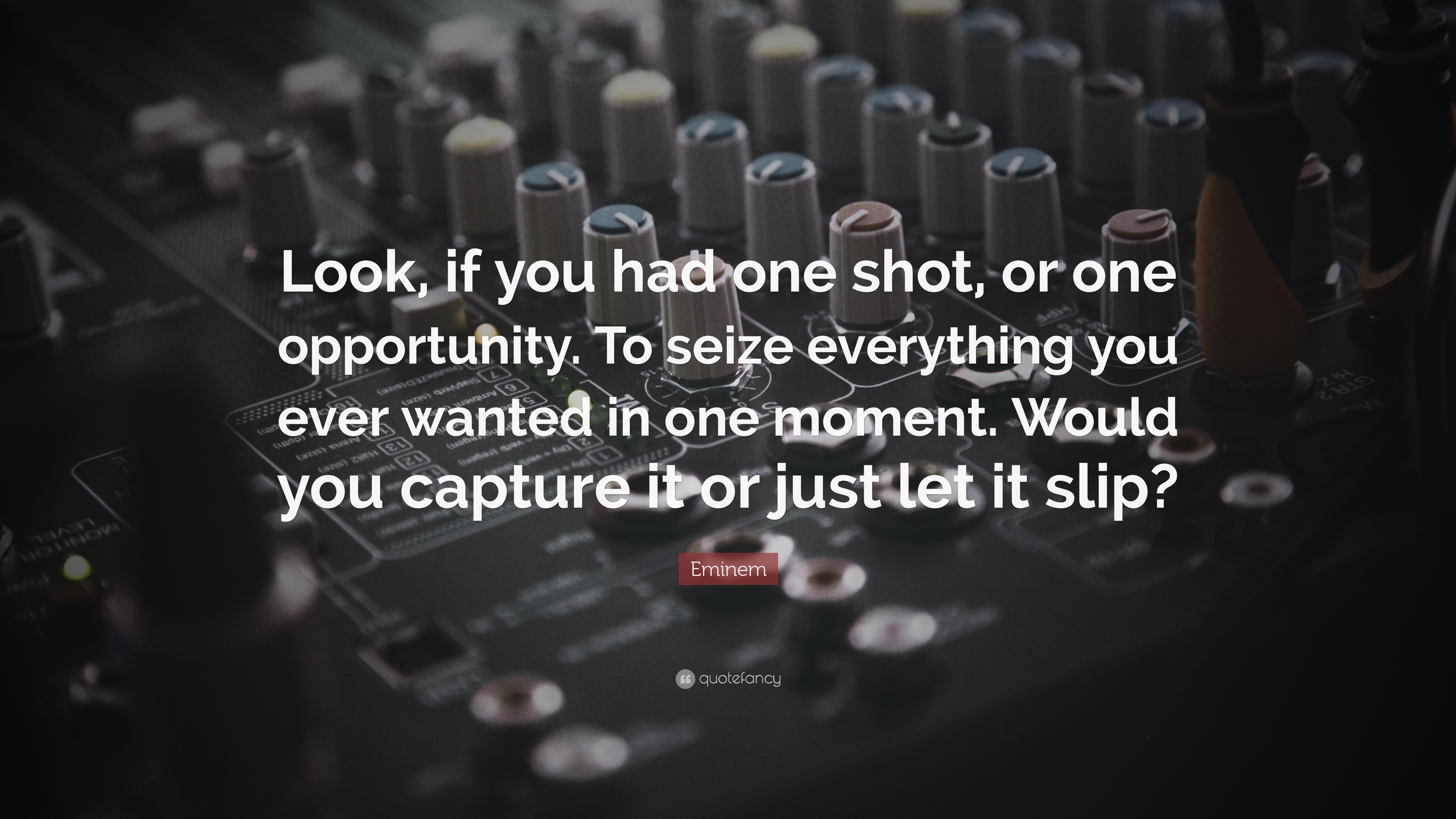 Eminem Quote “Look if you had one shot or one opportunity