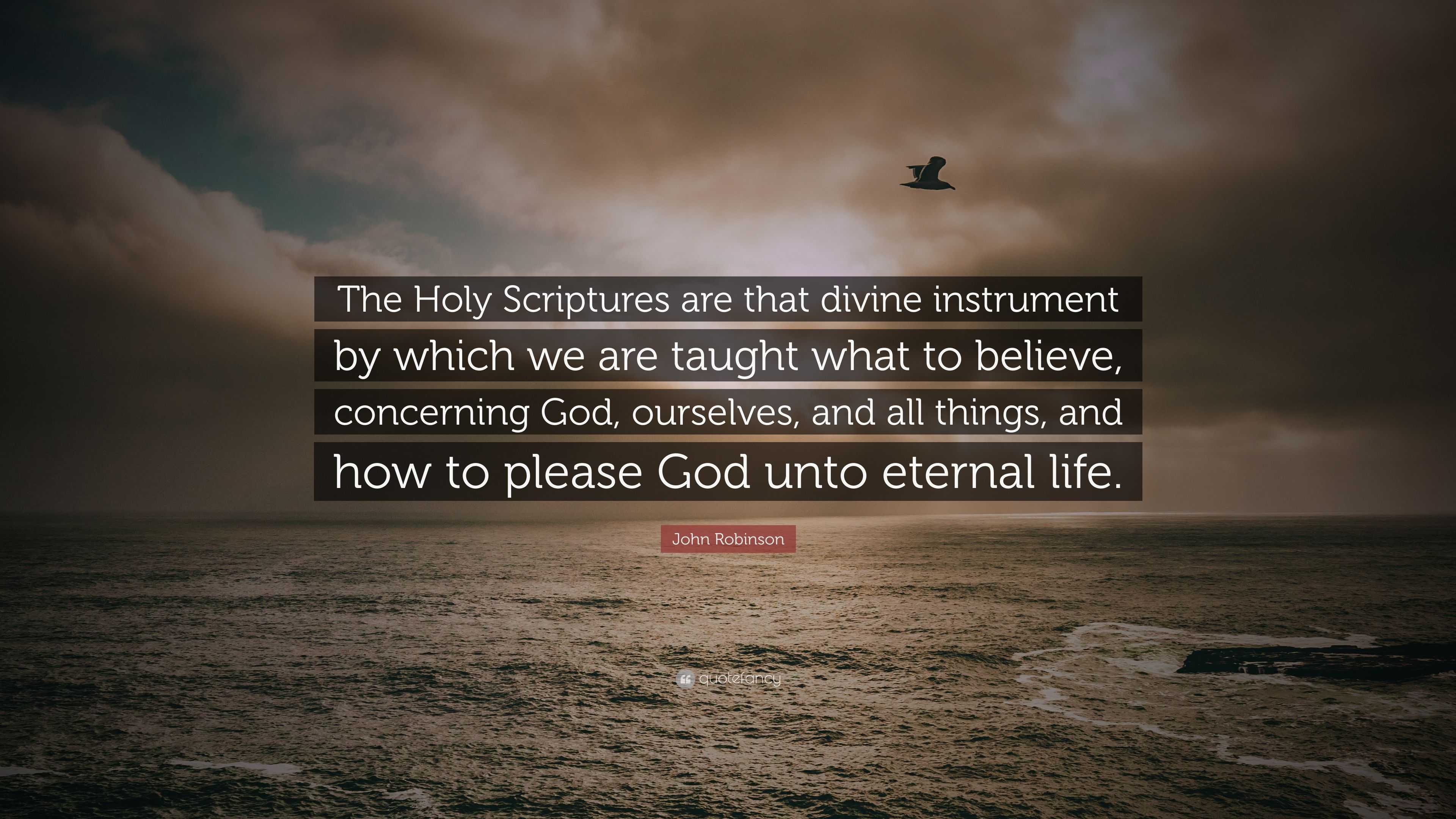 John Robinson Quote: “The Holy Scriptures are that divine instrument by ...