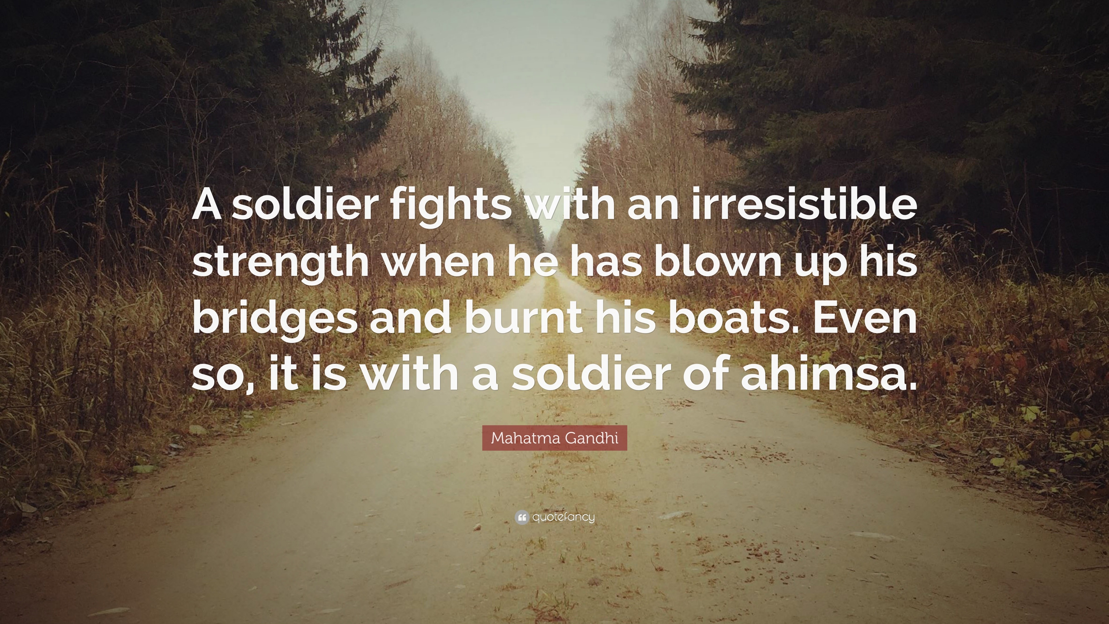 Mahatma Gandhi Quote: “A soldier fights with an irresistible strength ...