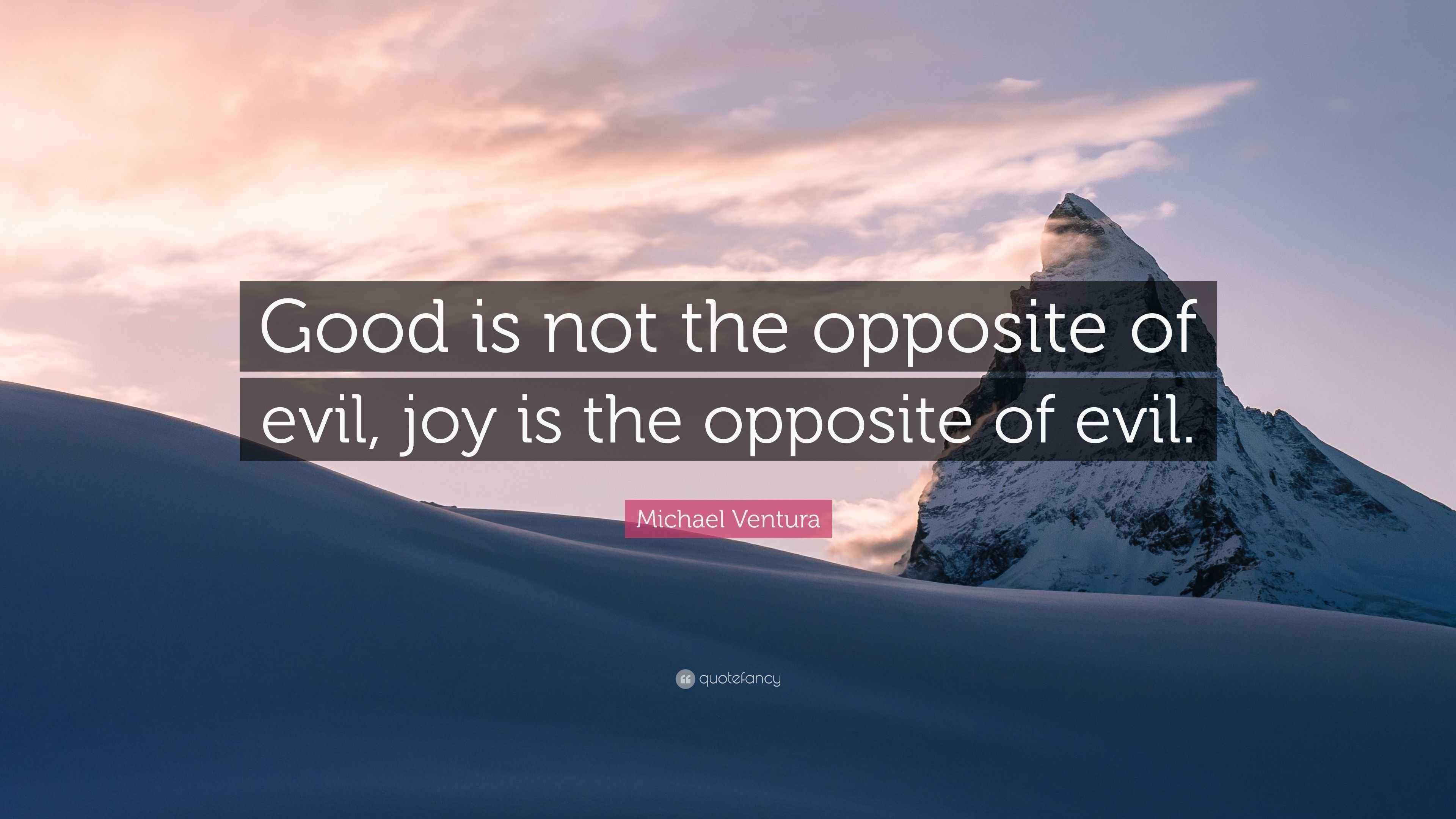 Michael Ventura Quote “Good is not the opposite of evil, joy is the