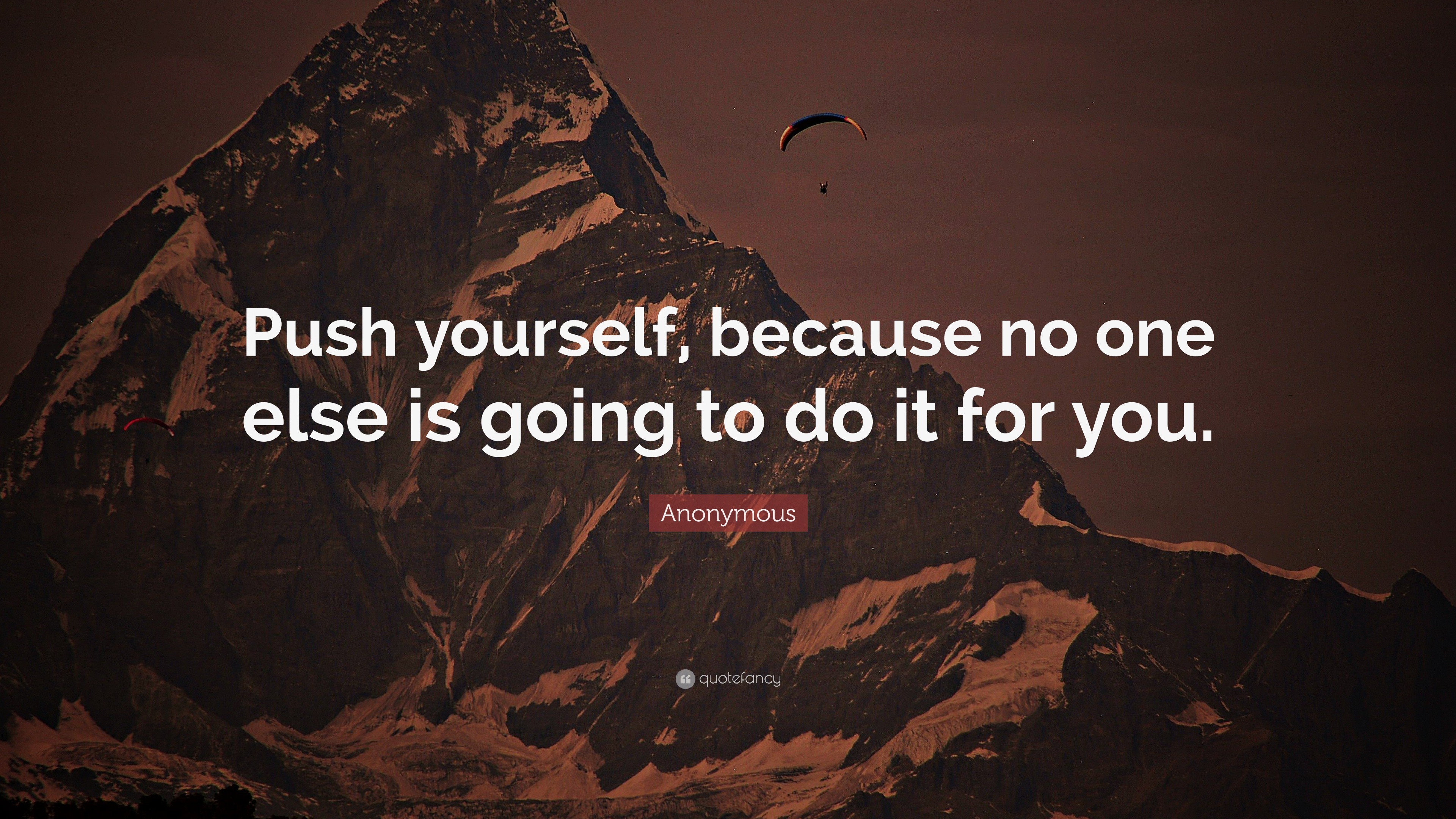 Anonymous Quote: “Push yourself, because no one else is going to do it ...