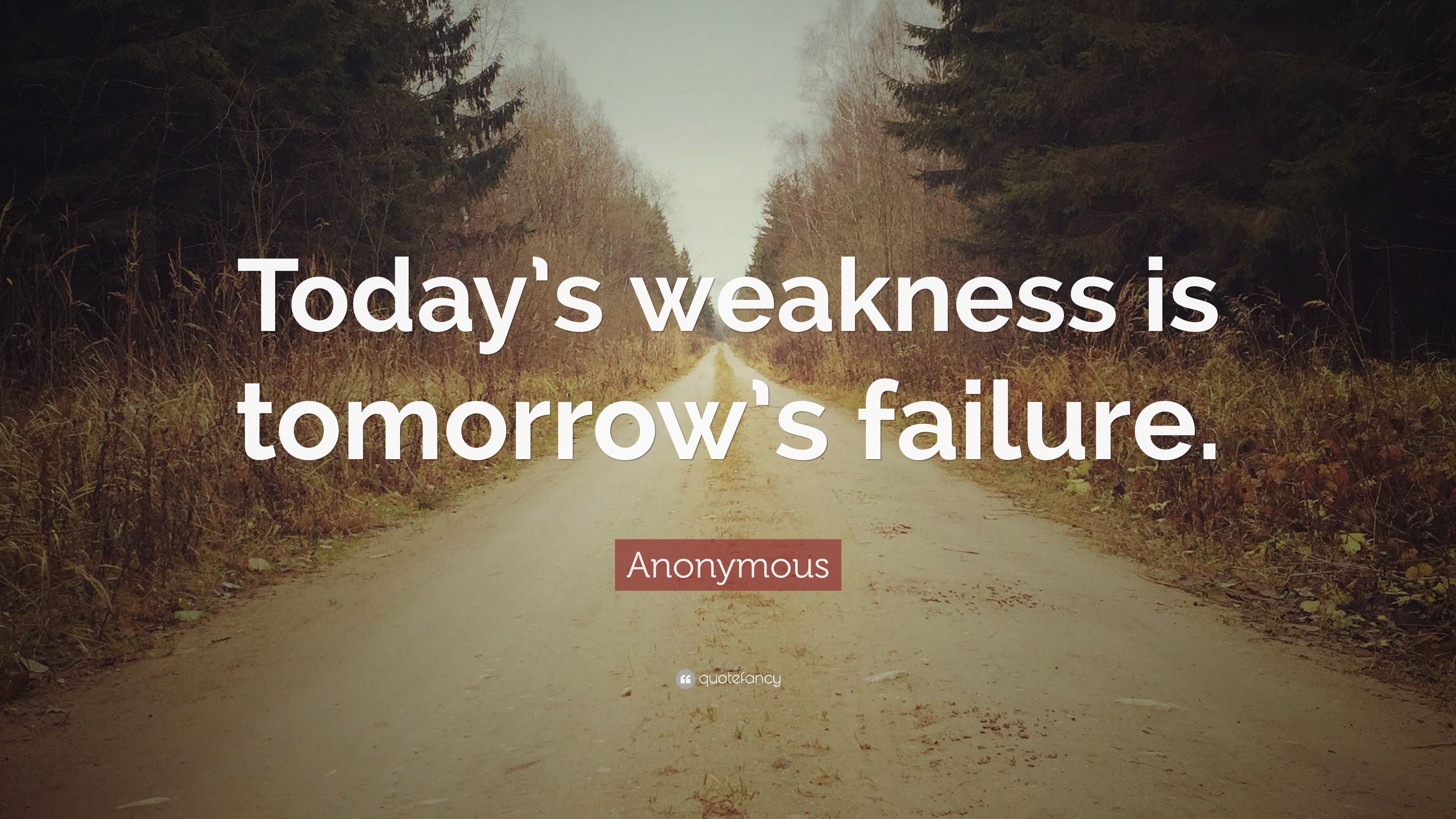 Anonymous Quote: “Today’s weakness is tomorrow’s failure.”