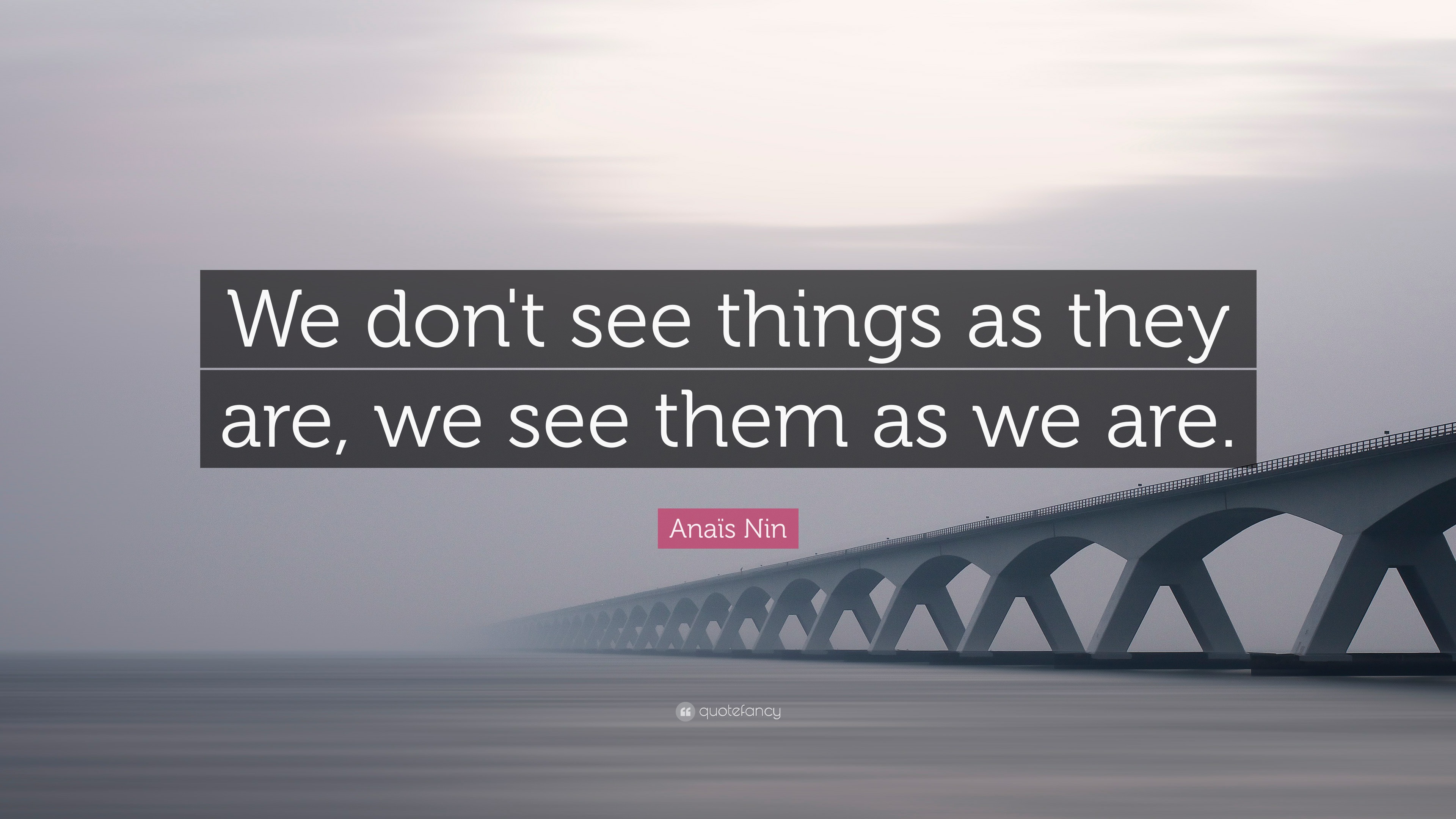 Anaïs Nin Quote: “We don't see things as they are, we see them as we are.”