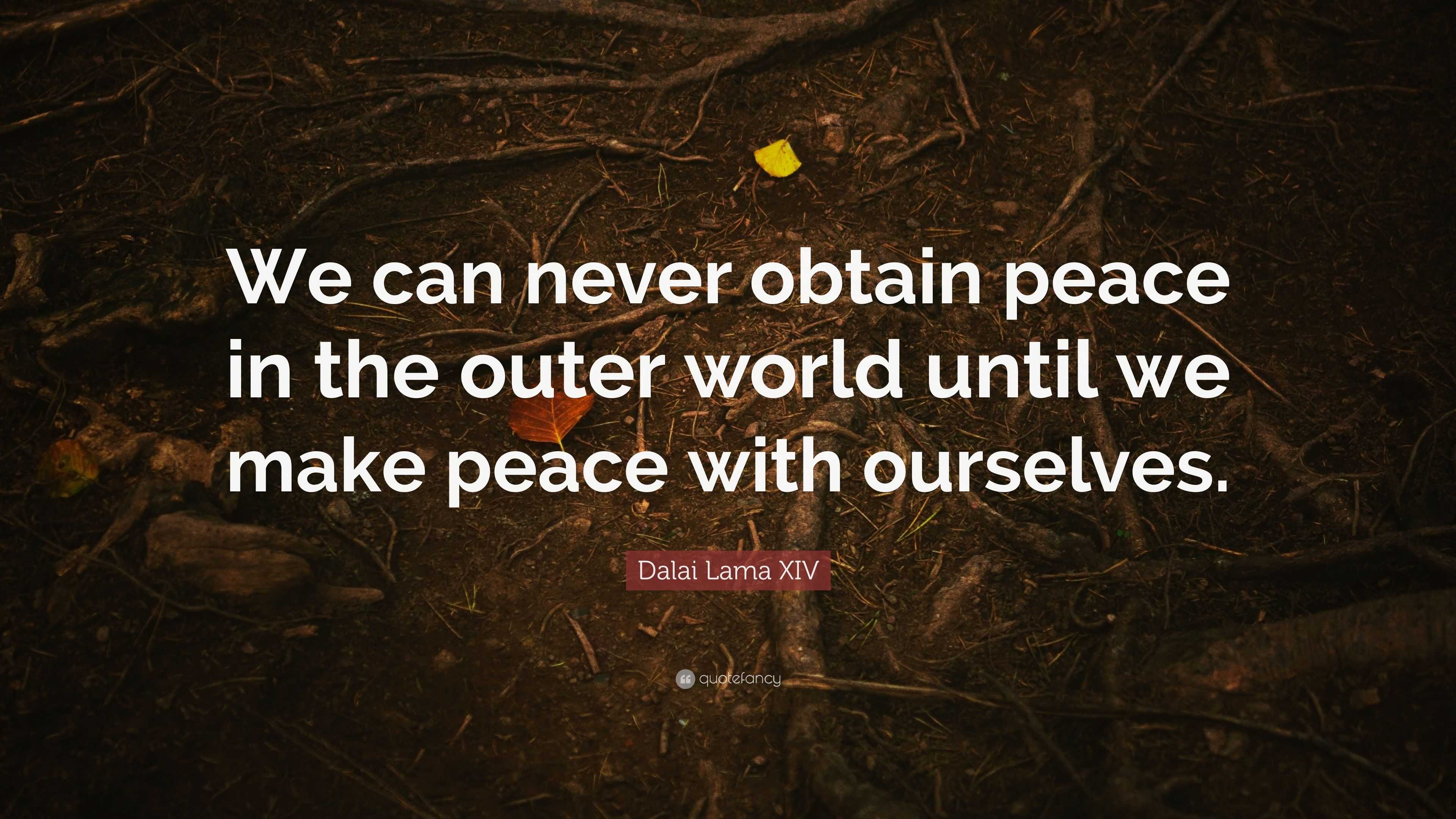 Dalai Lama XIV Quote: “We can never obtain peace in the outer world ...