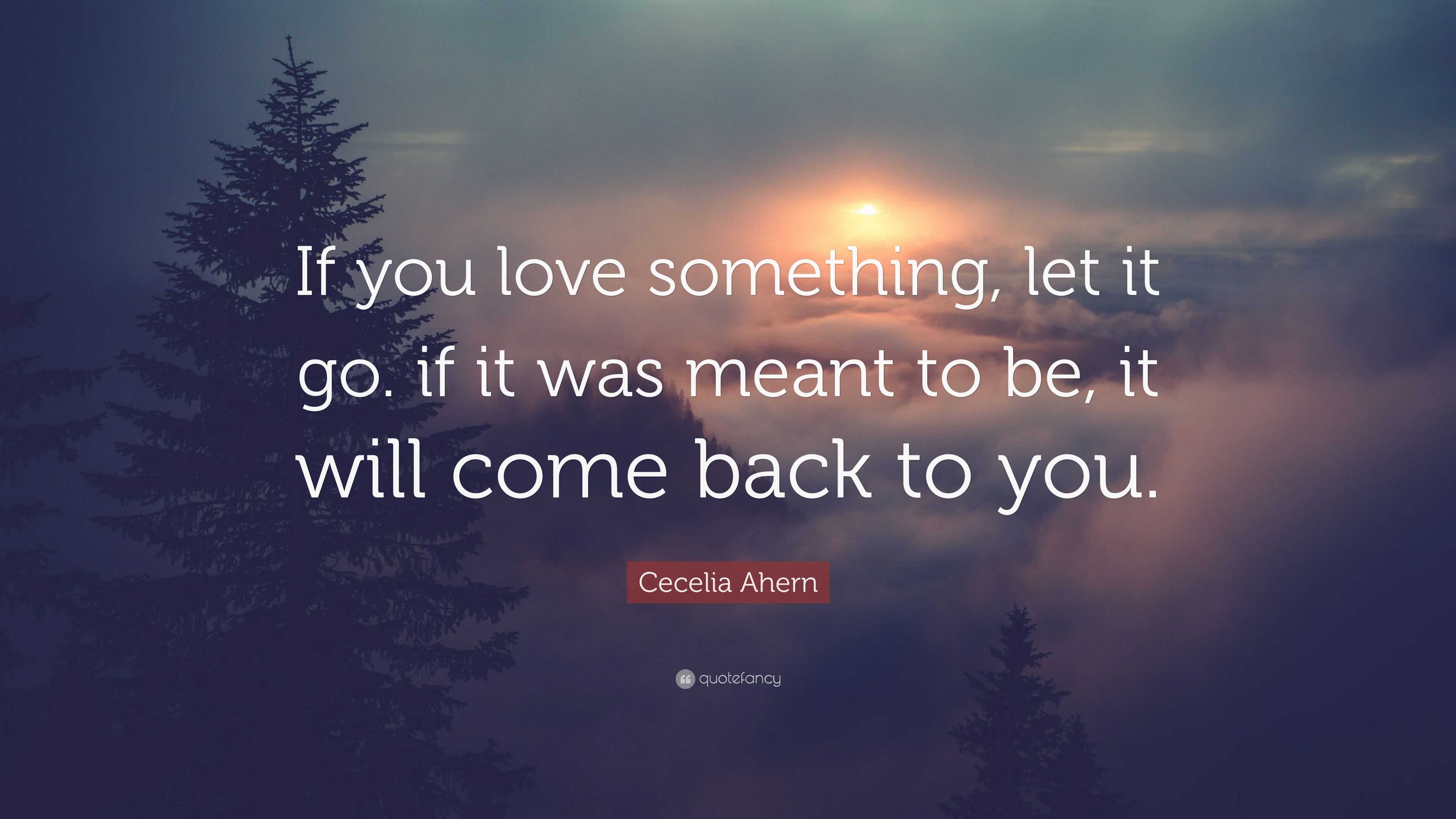 Cecelia Ahern Quote: "If you love something, let it go. if it was meant to be, it will come back ...