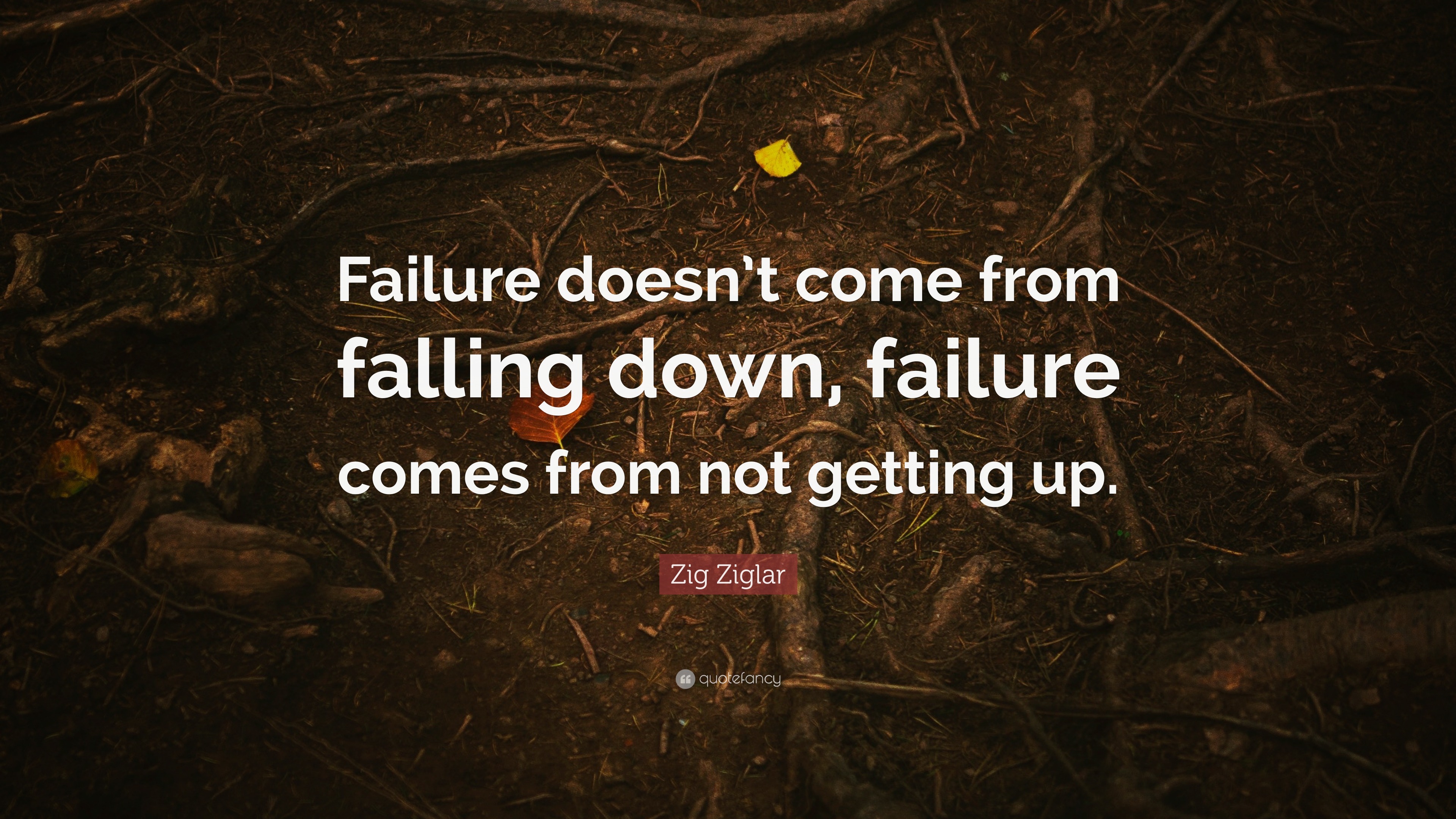 Zig Ziglar Quote: “Failure doesn’t come from falling down, failure ...