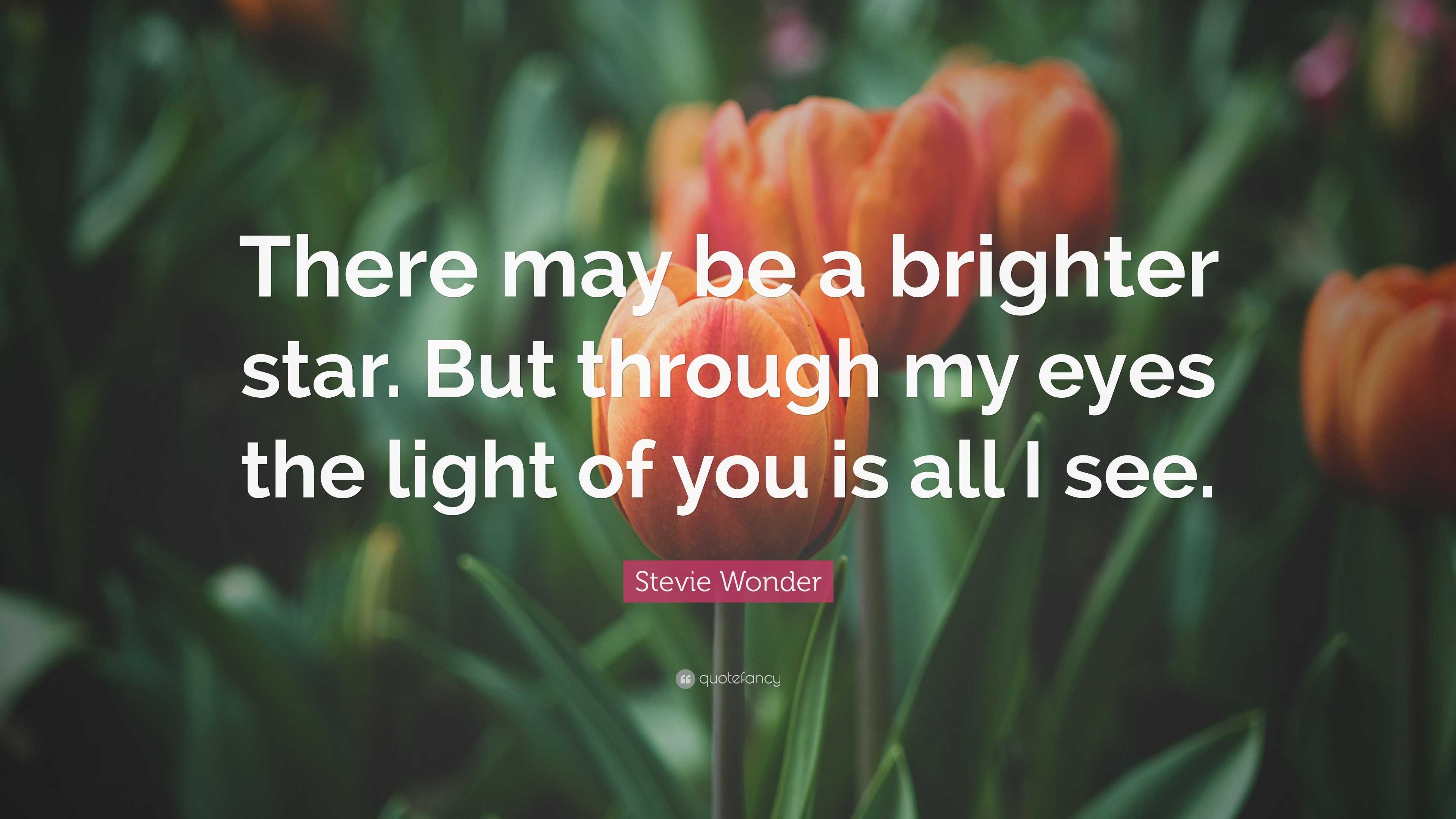 Stevie Wonder Quote: “There May Be A Brighter Star. But Through My Eyes The  Light Of