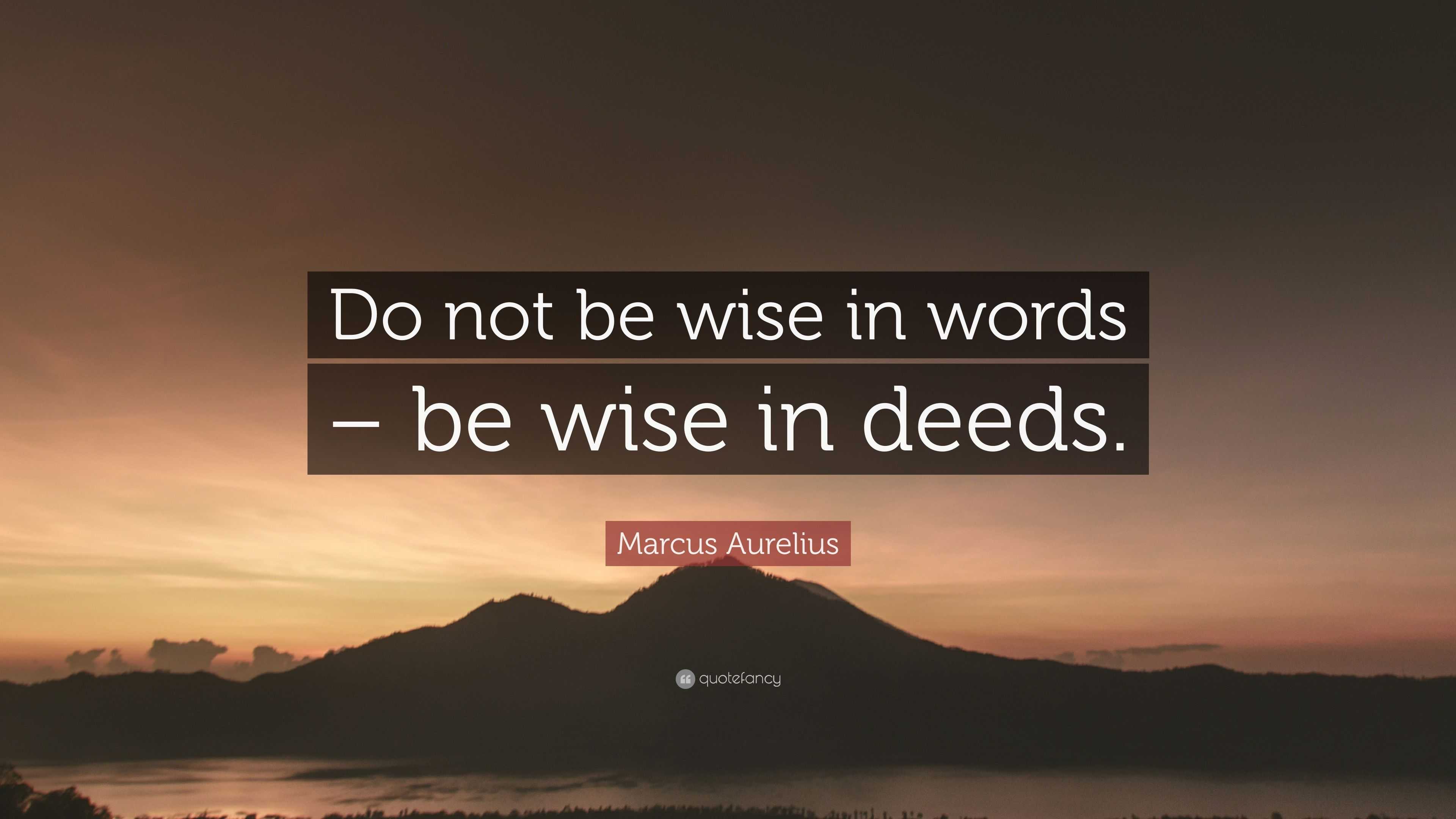 Marcus Aurelius Quote “do Not Be Wise In Words Be Wise In Deeds” 