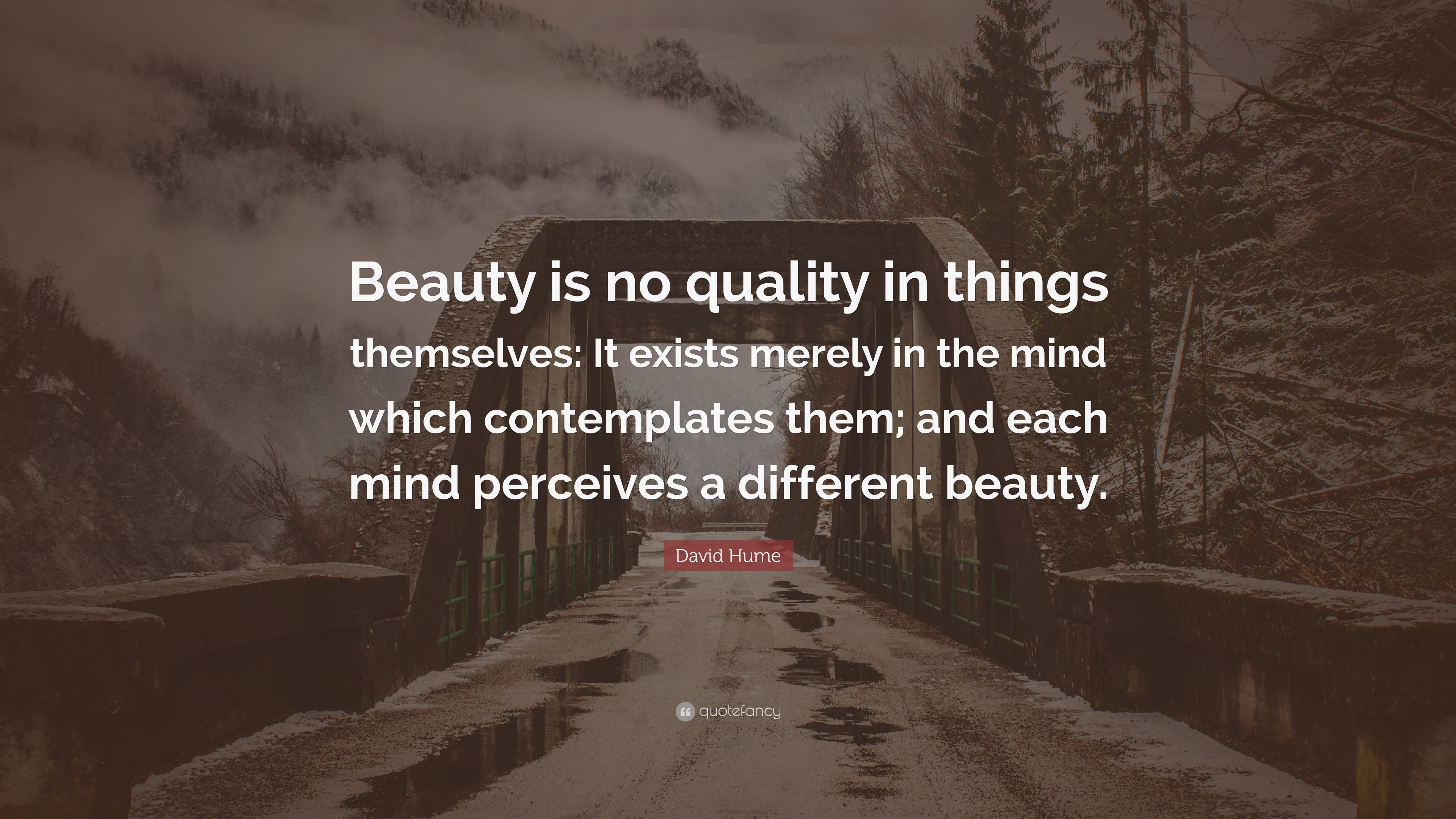 David Hume Quote “Beauty is no quality in things themselves It exists