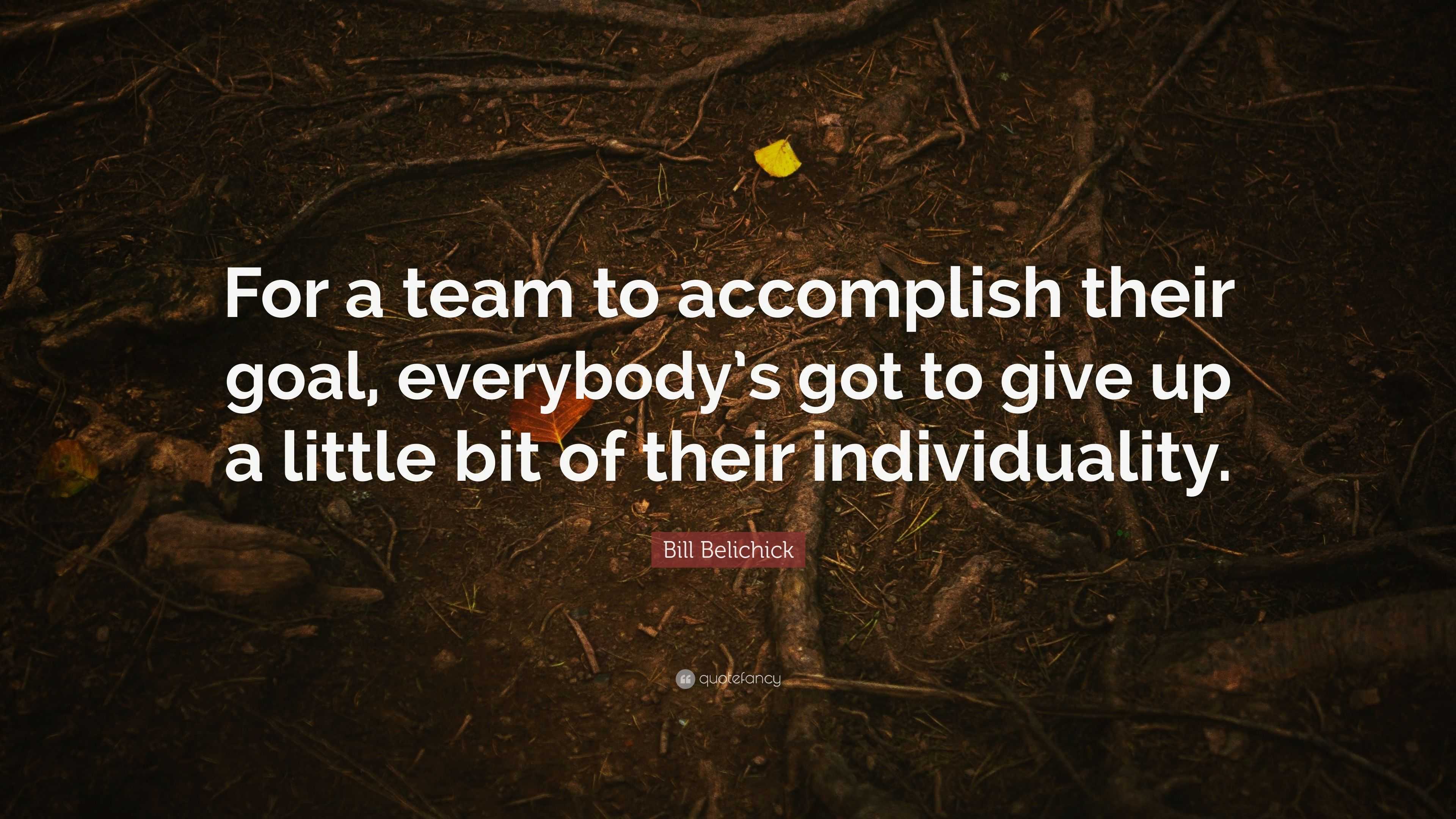 Bill Belichick Quote: “For a team to accomplish their goal, everybody’s ...